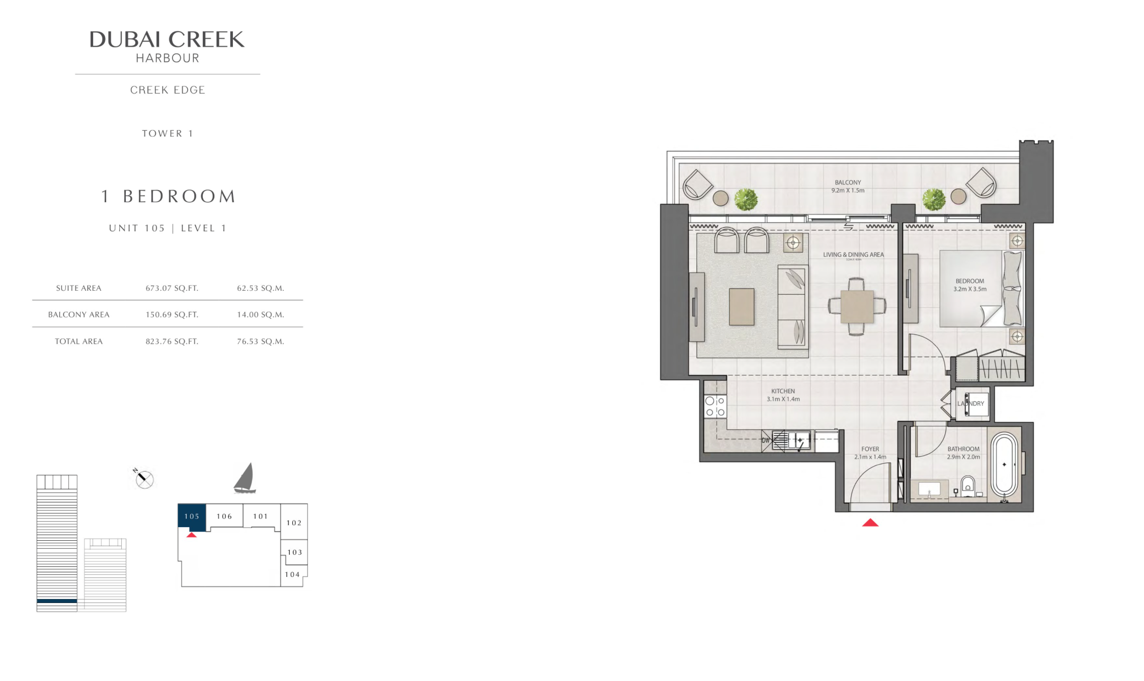 1 Bedroom Level 1 / Unit 5
