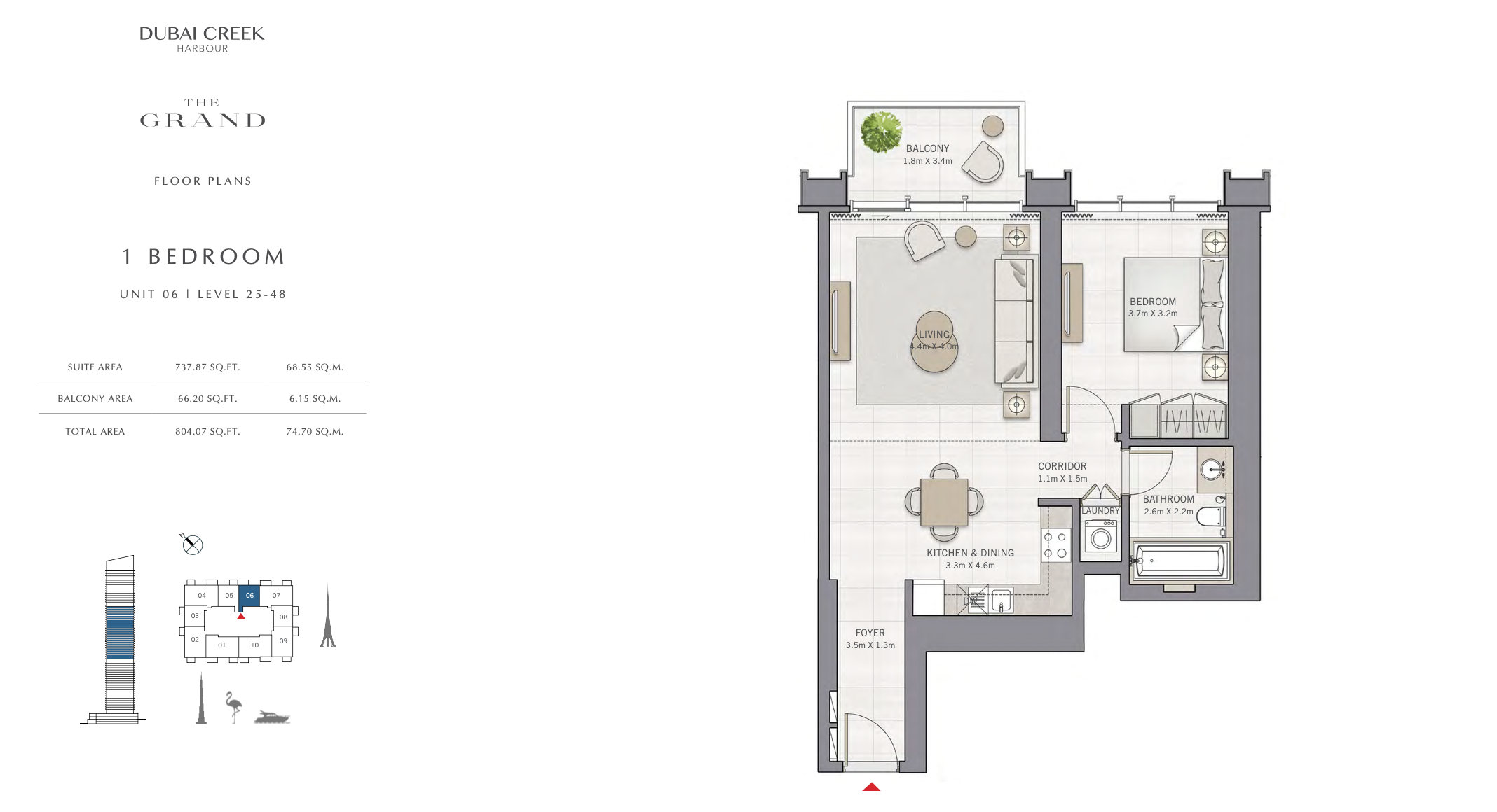 1 Bedroom Unit 06 - Level 25-48