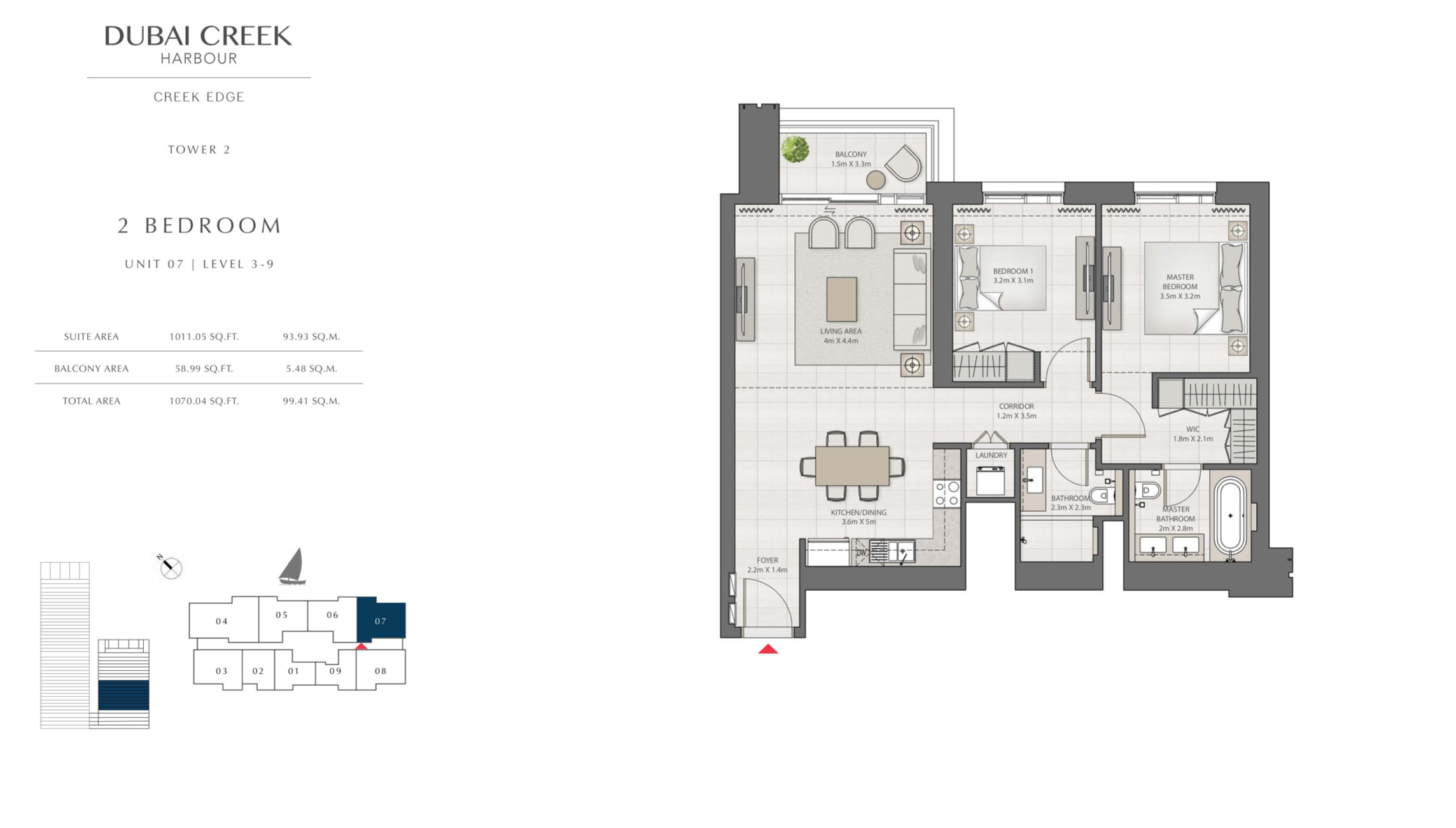 2 Bedroom Level 3-9 / Unit 7