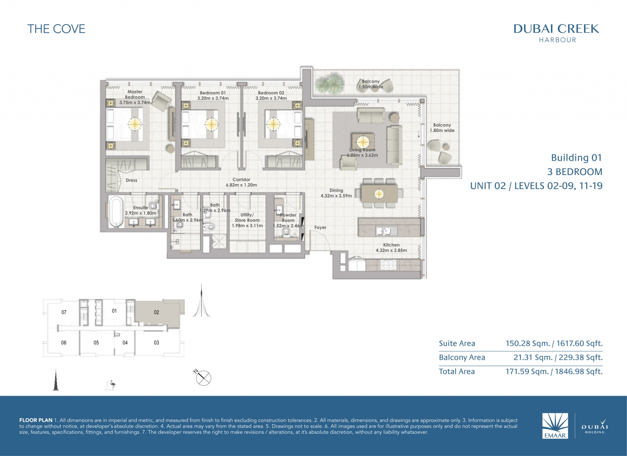 3 Bedroom Unit 2 - Level 2-9, 11-19