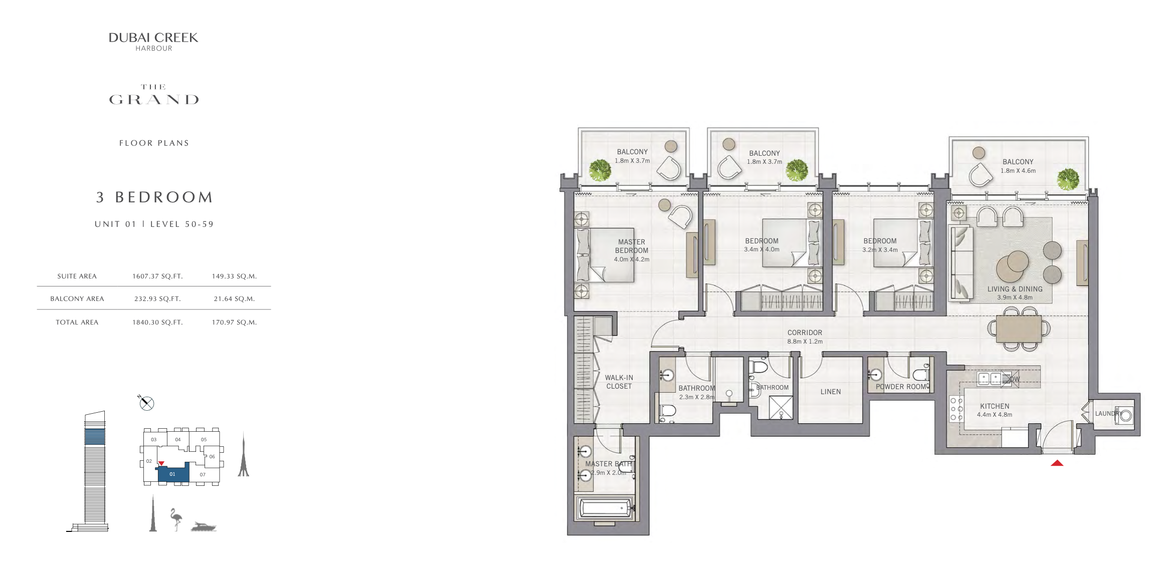 3 Bedroom Unit 01 - Level 50-59