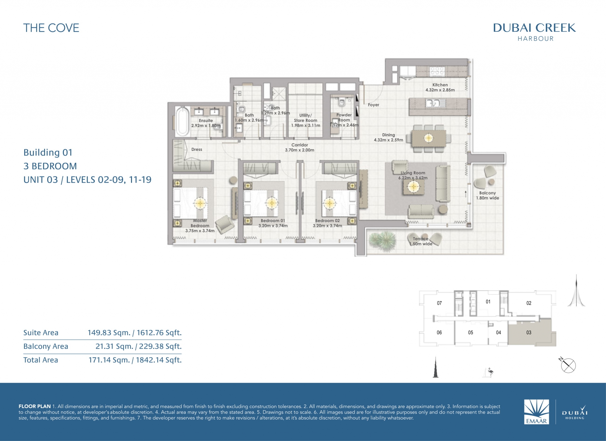 3 Bedroom Unit 3 - Level 2-9, 11-19