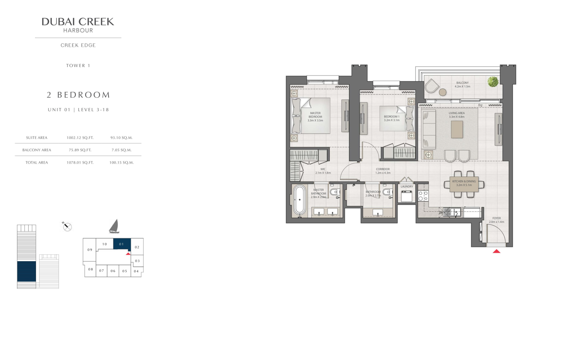 2 Bedroom Level 3-18 / Unit 1