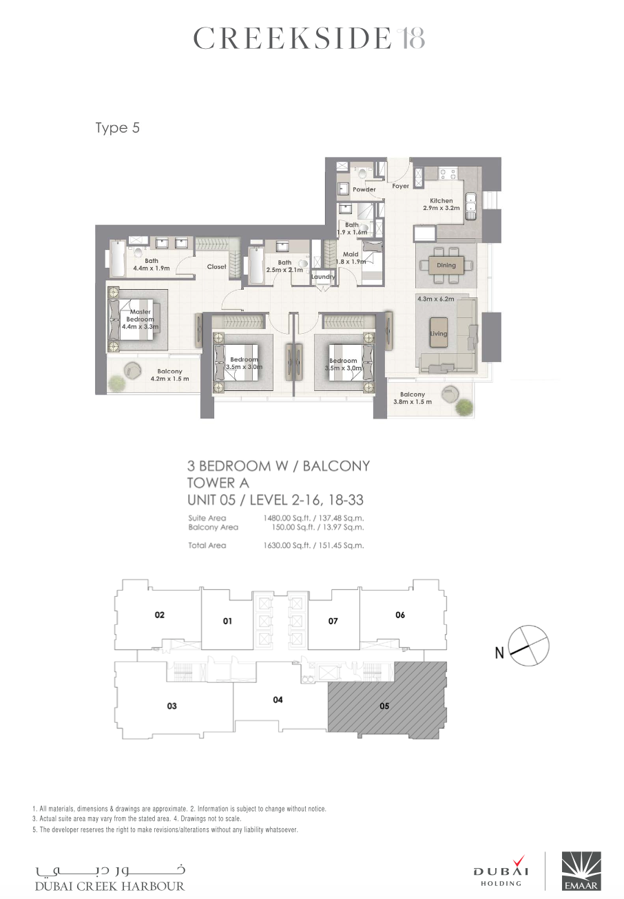 3 Bedroom with Balcony - Unit 05