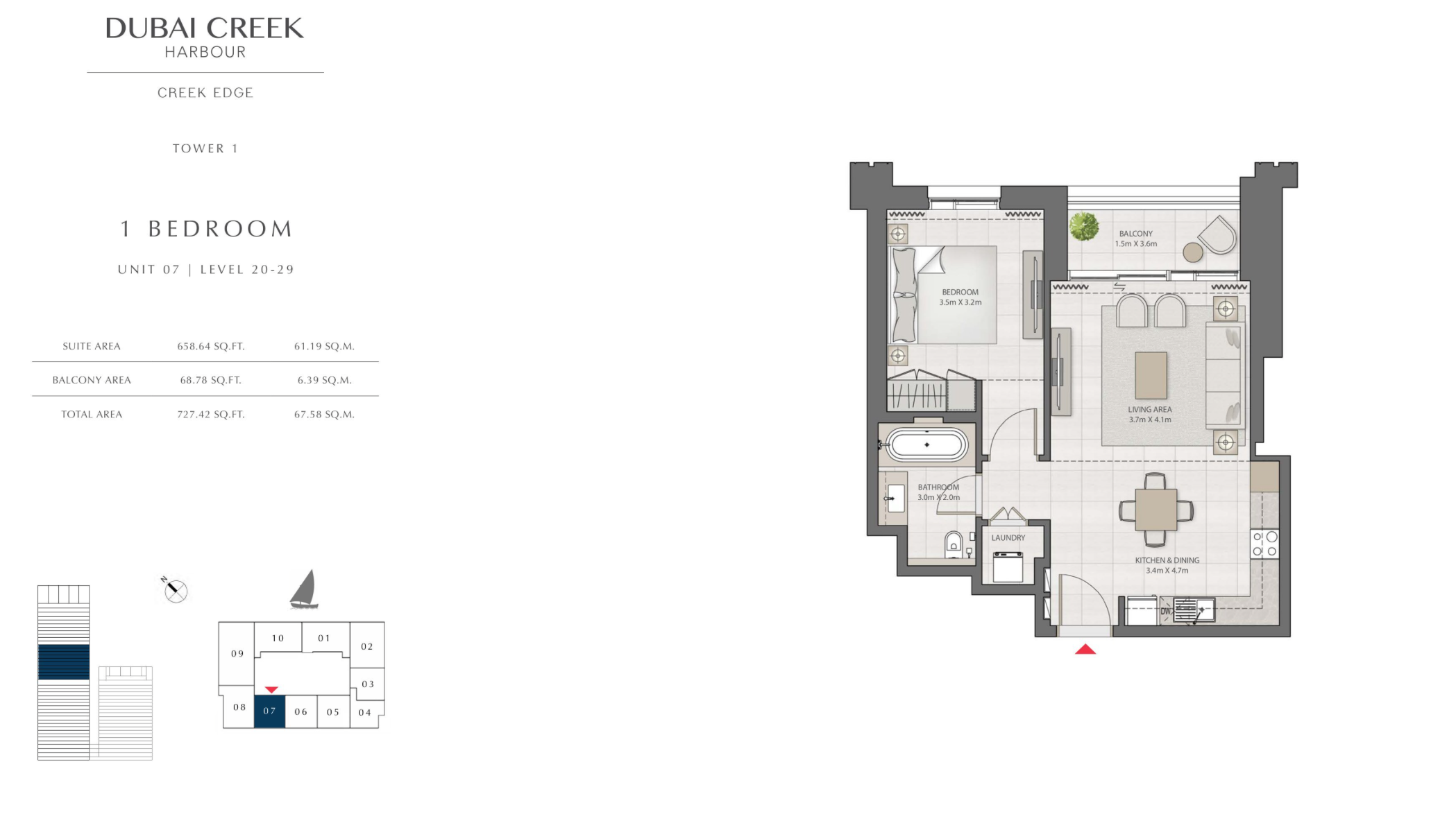 1 Bedroom level 20-29 Unit 7