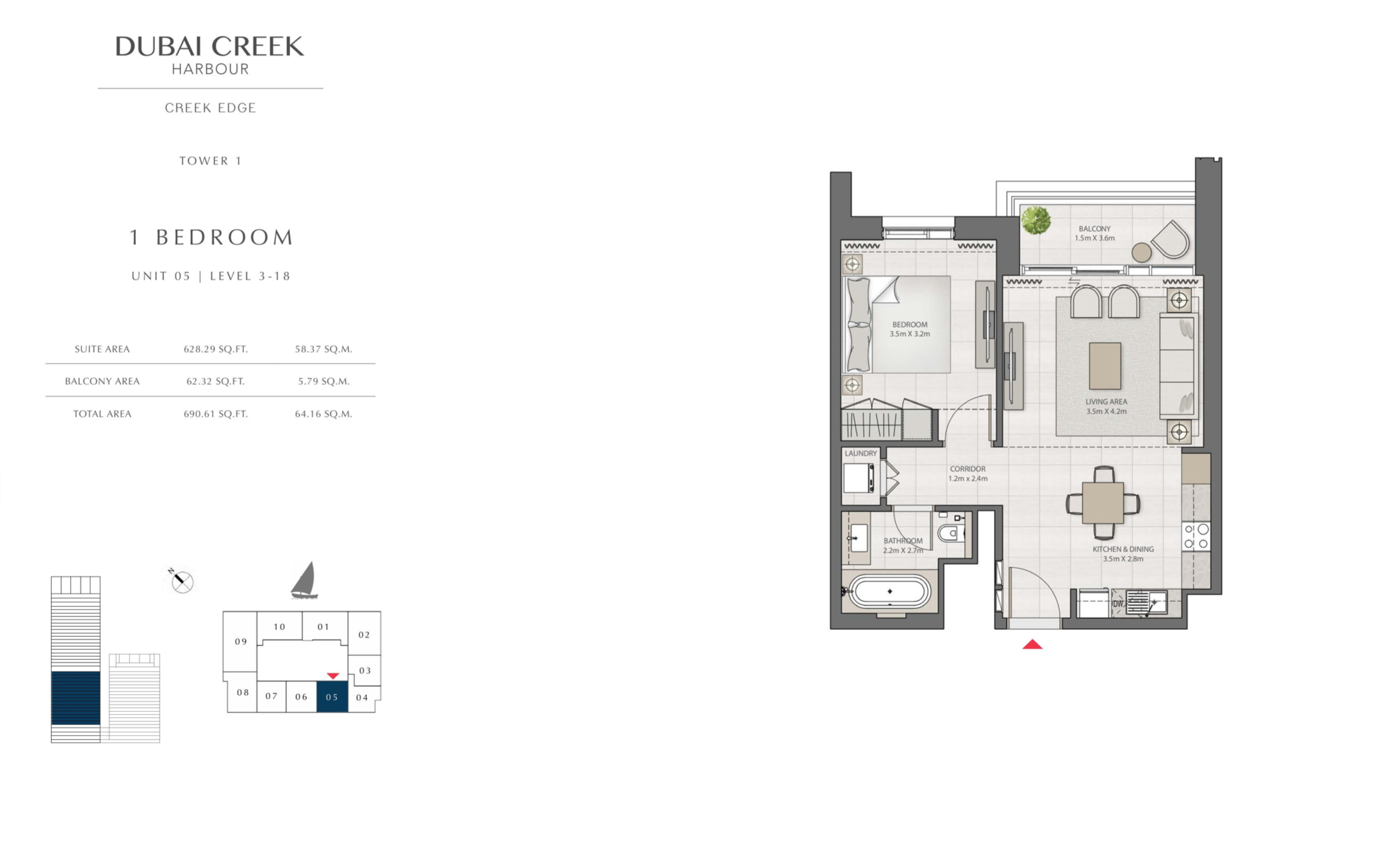 1 Bedroom Level 3-18 / Unit 5
