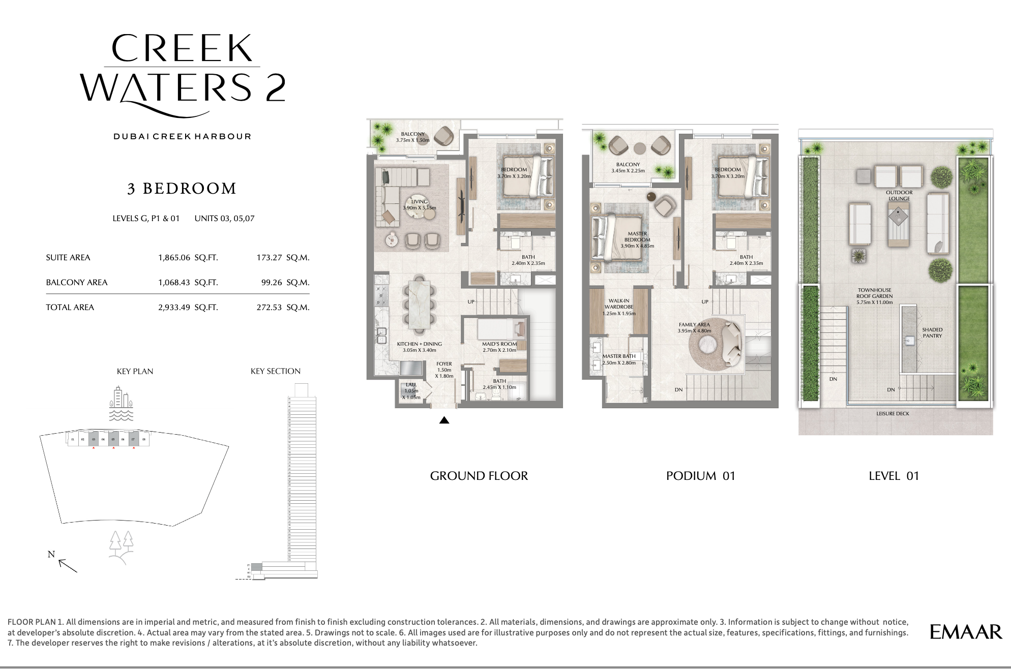 3 Bedroom Unit 3,5,7 - Level G,P1 & 1