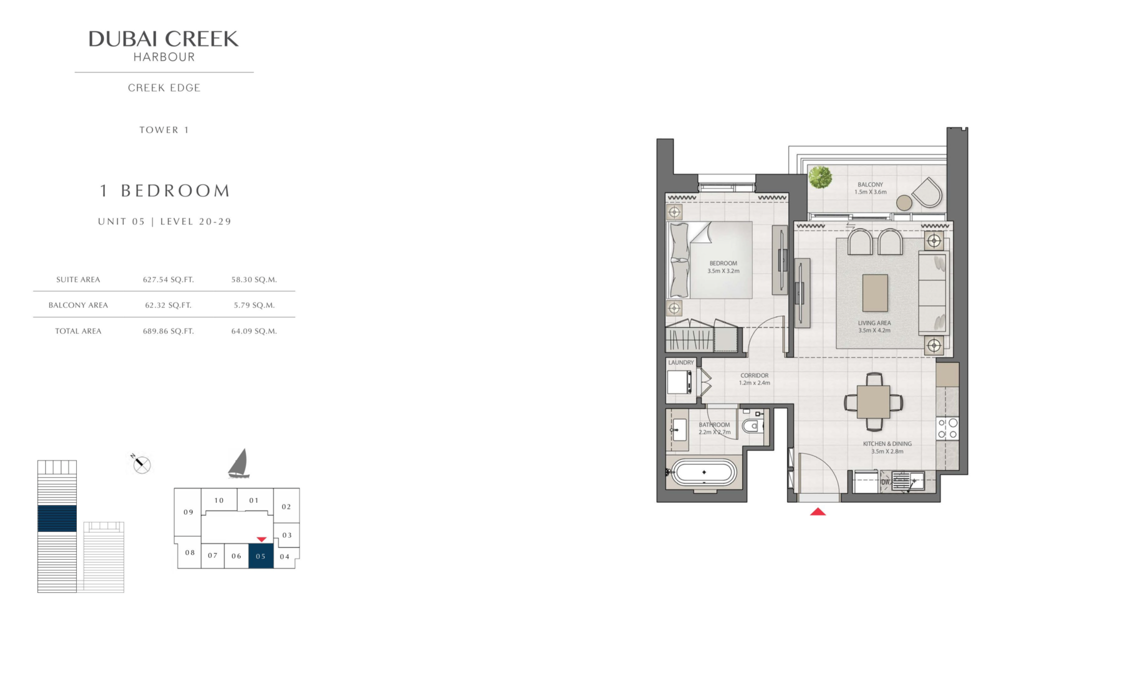 1 Bedroom Level 20-29 / Unit 5