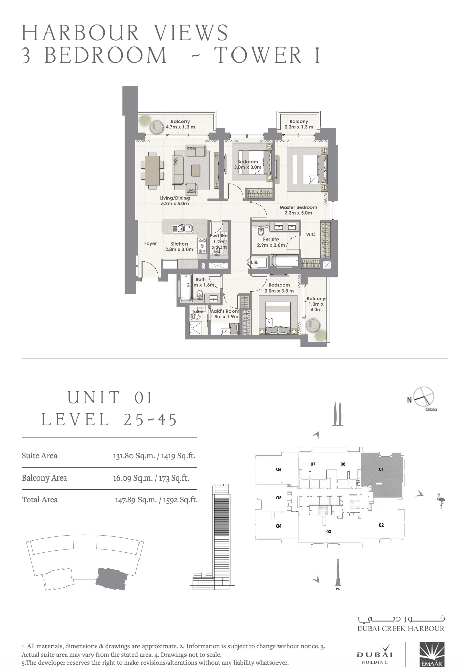 3 Bedroom Unit 01 - Level 25-45