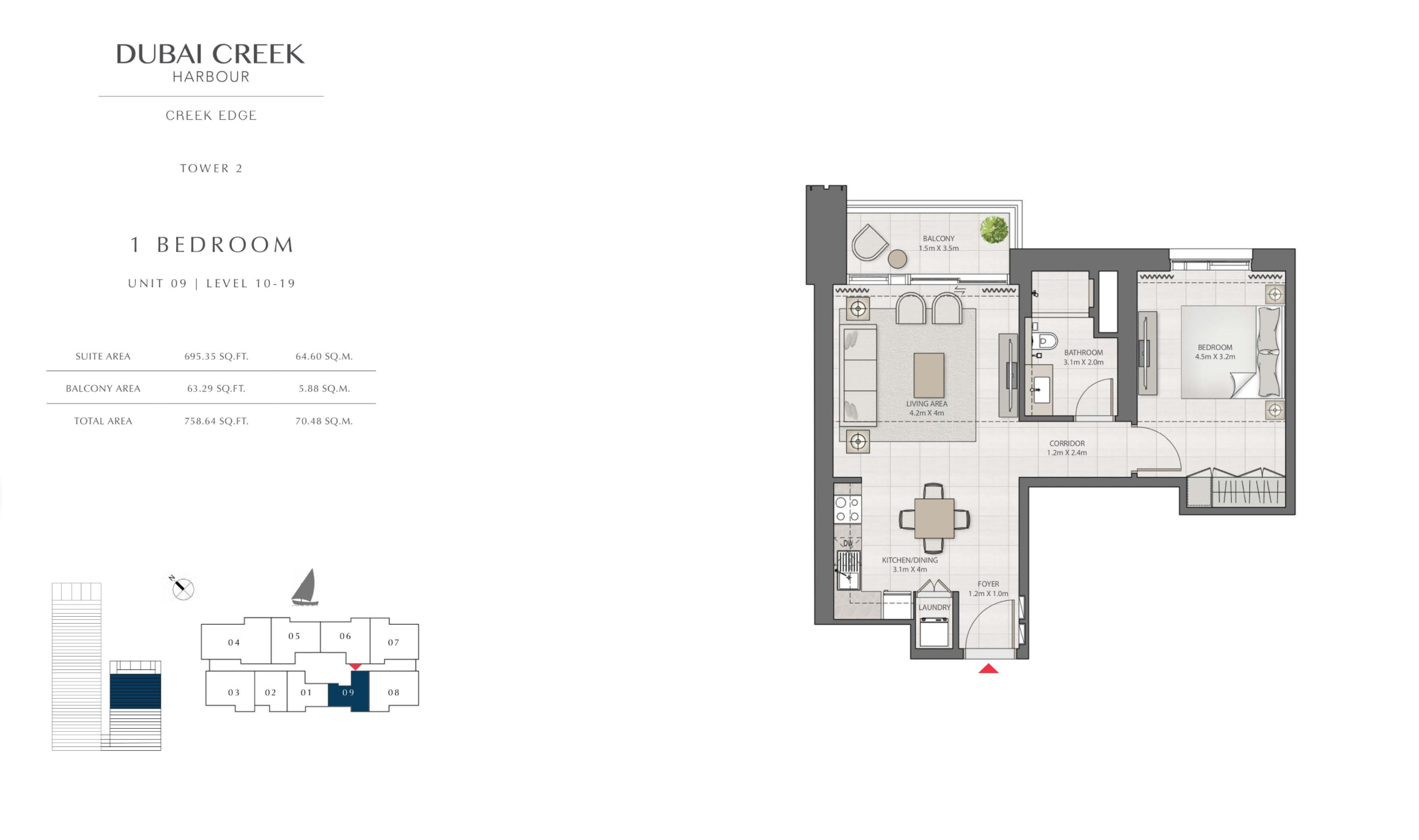 1 Bedroom Level 10-19 / Unit 9