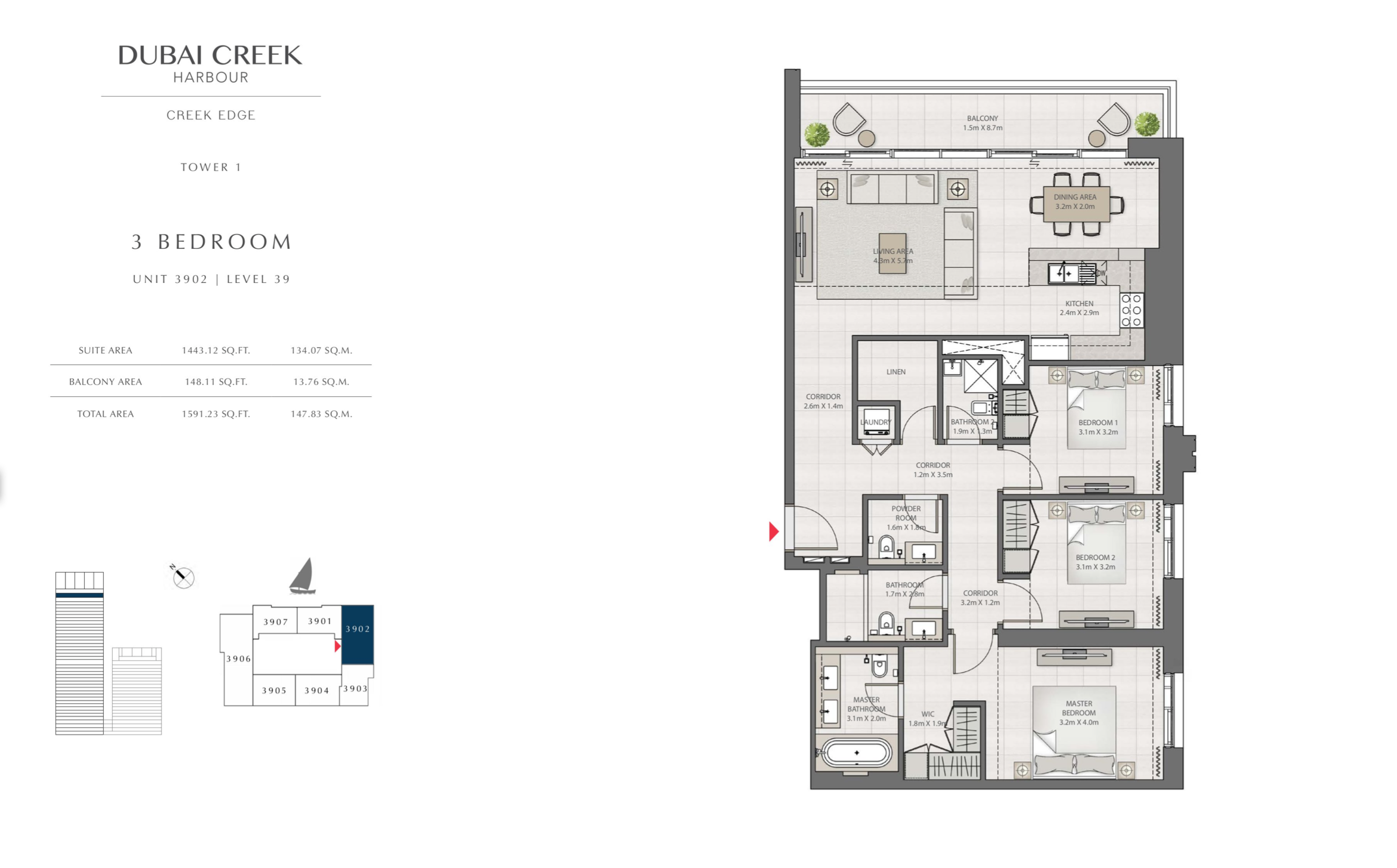 3 Bedroom Level 39 / Unit 2