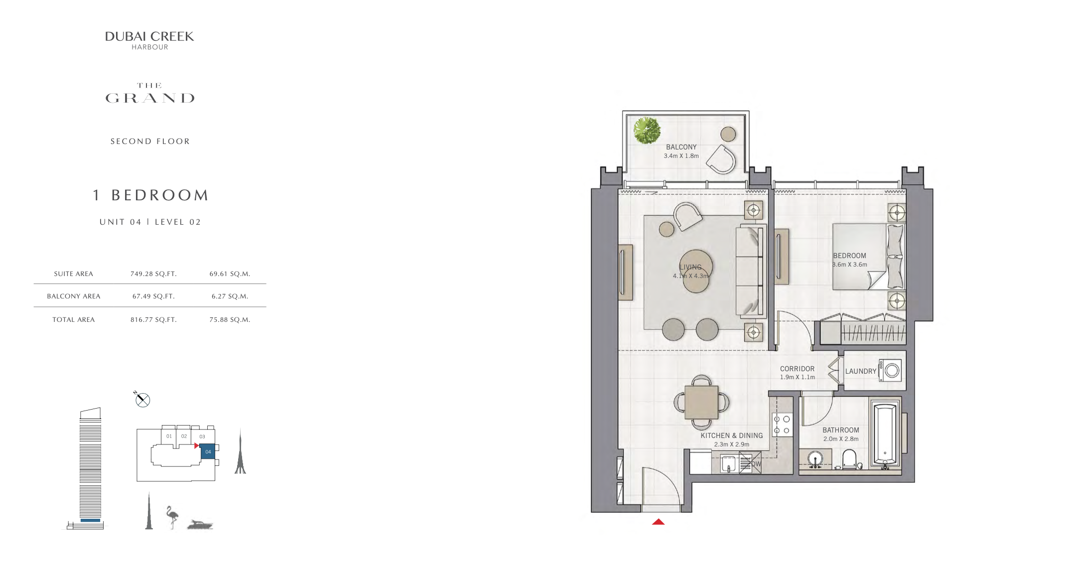 1 Bedroom with Balcony — Unit 4