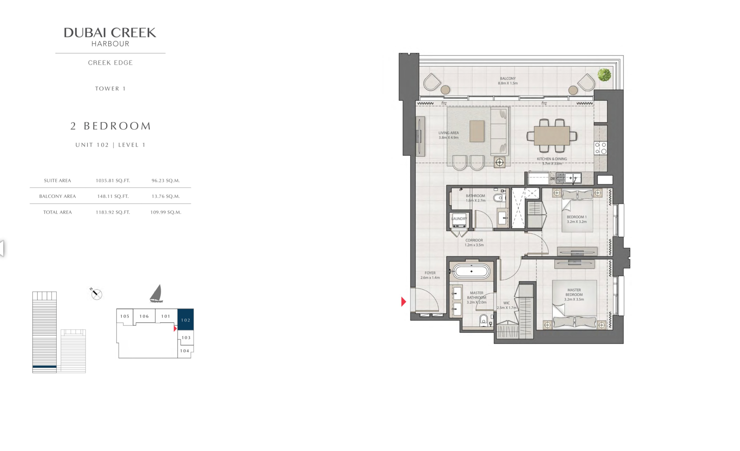 2 Bedroom Level 1 / Unit 2