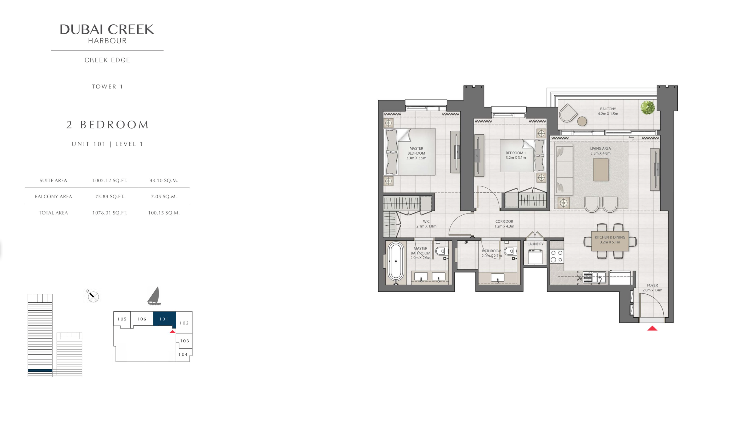 1 Bedroom Level 1 / Unit 1