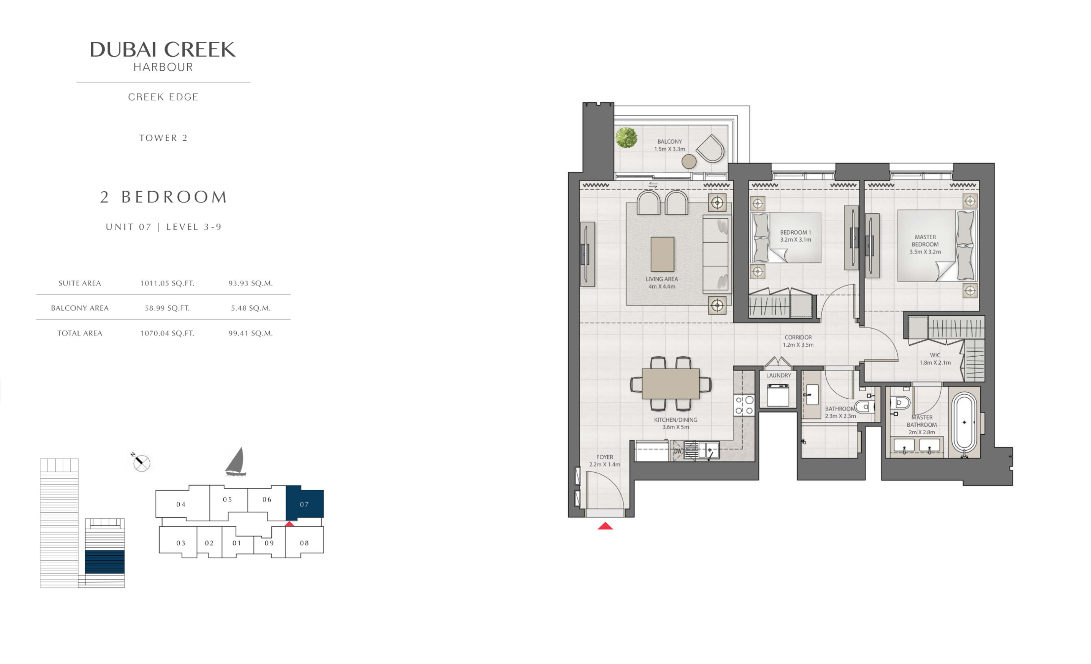 2 Bedroom Level 3-9 / Unit 7