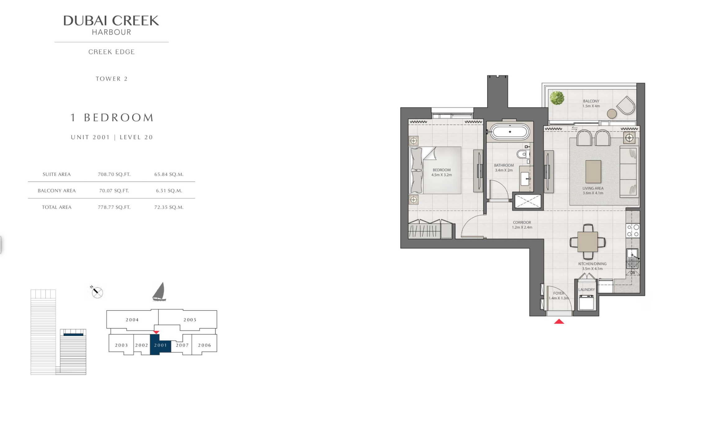 1 Bedroom Level 20 / Unit 1