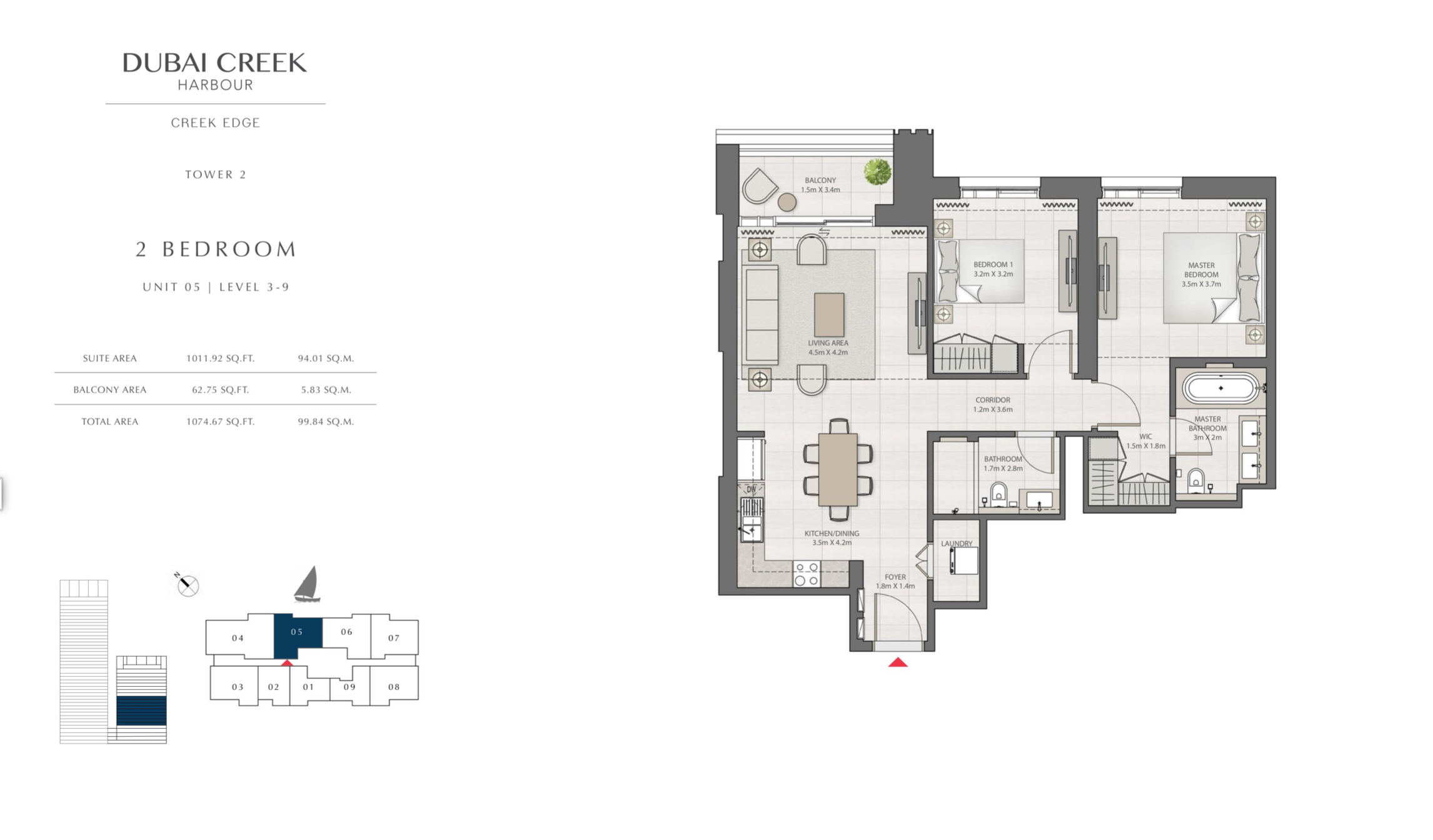 2 Bedroom Level 3-9 / Unit 5