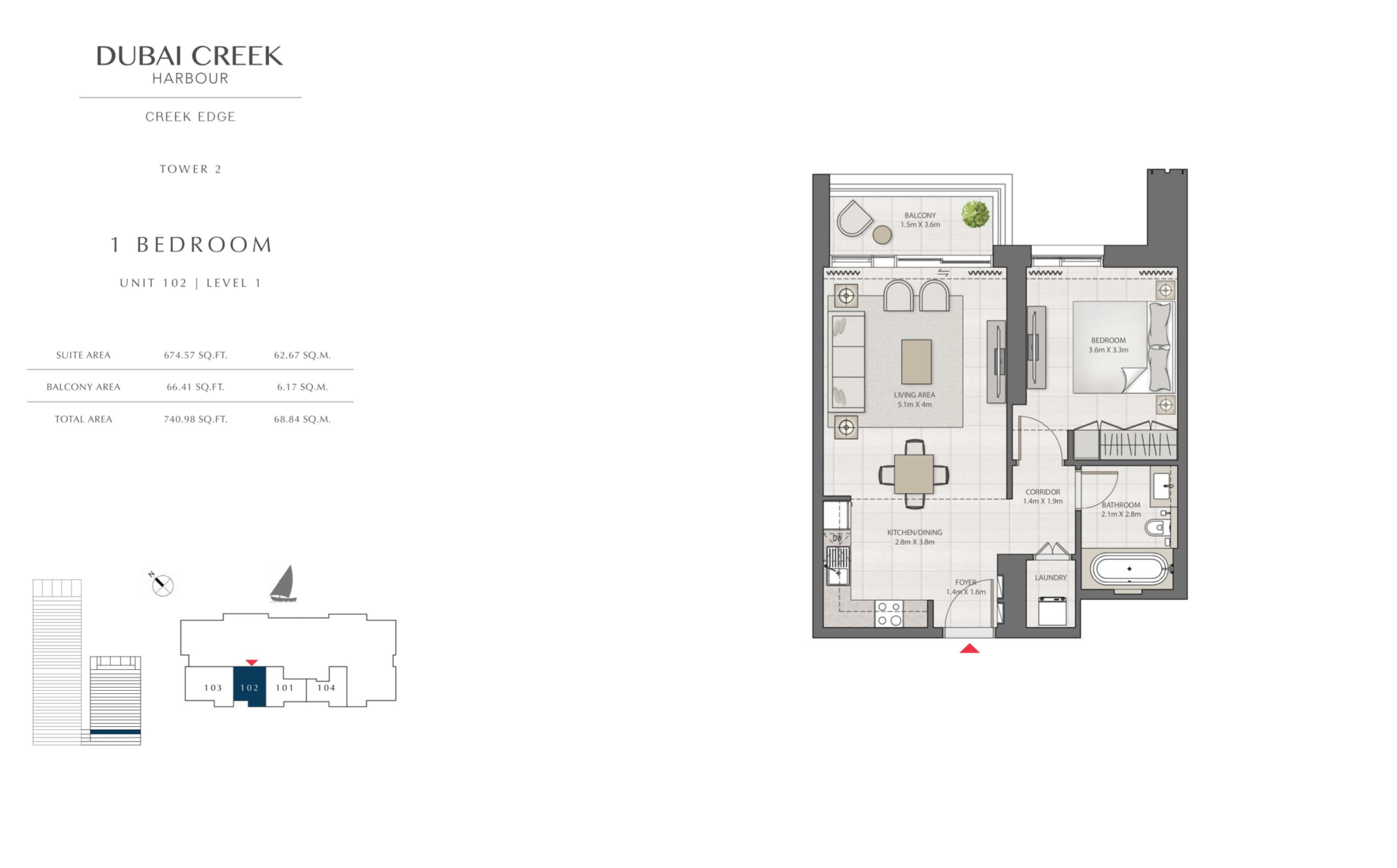 1 Bedroom Level 1 / Unit 1