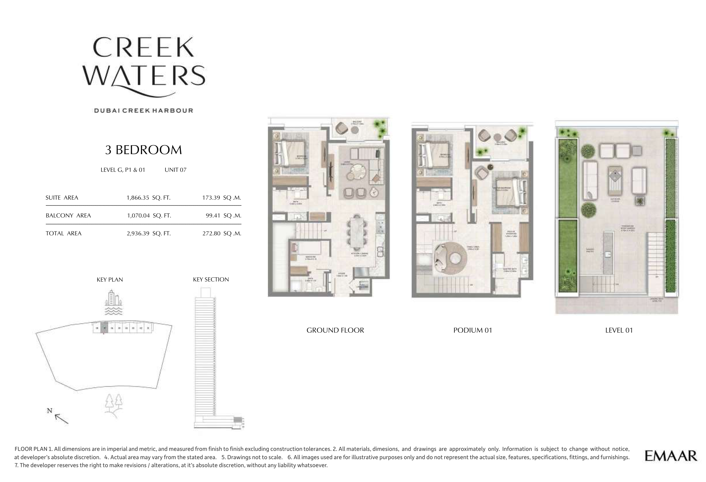 3 Bedroom Unit 7 - Level G,P1 & 1