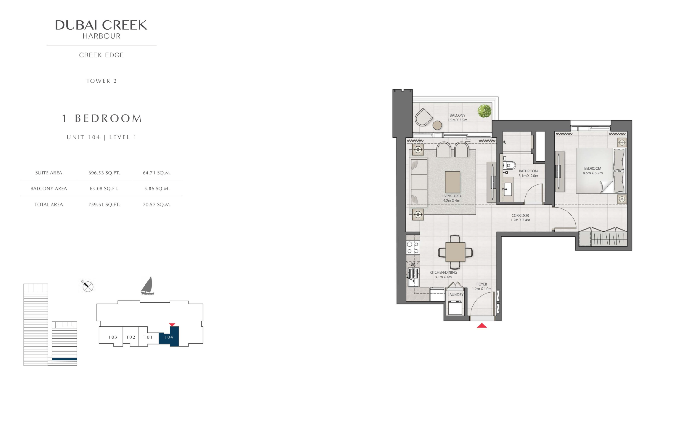 1 Bedroom Level 1 / Unit 4