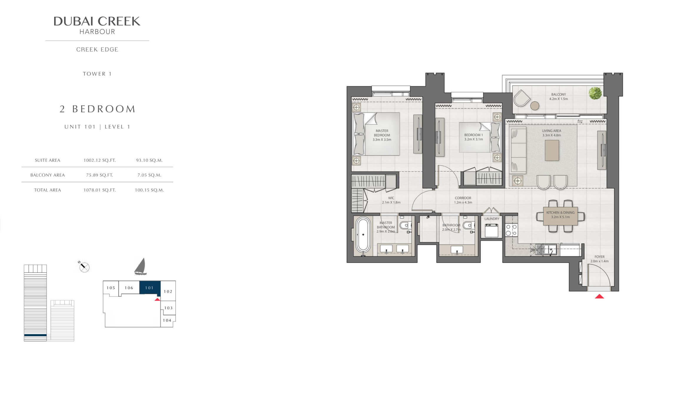 2 Bedroom Level 1 / Unit 1