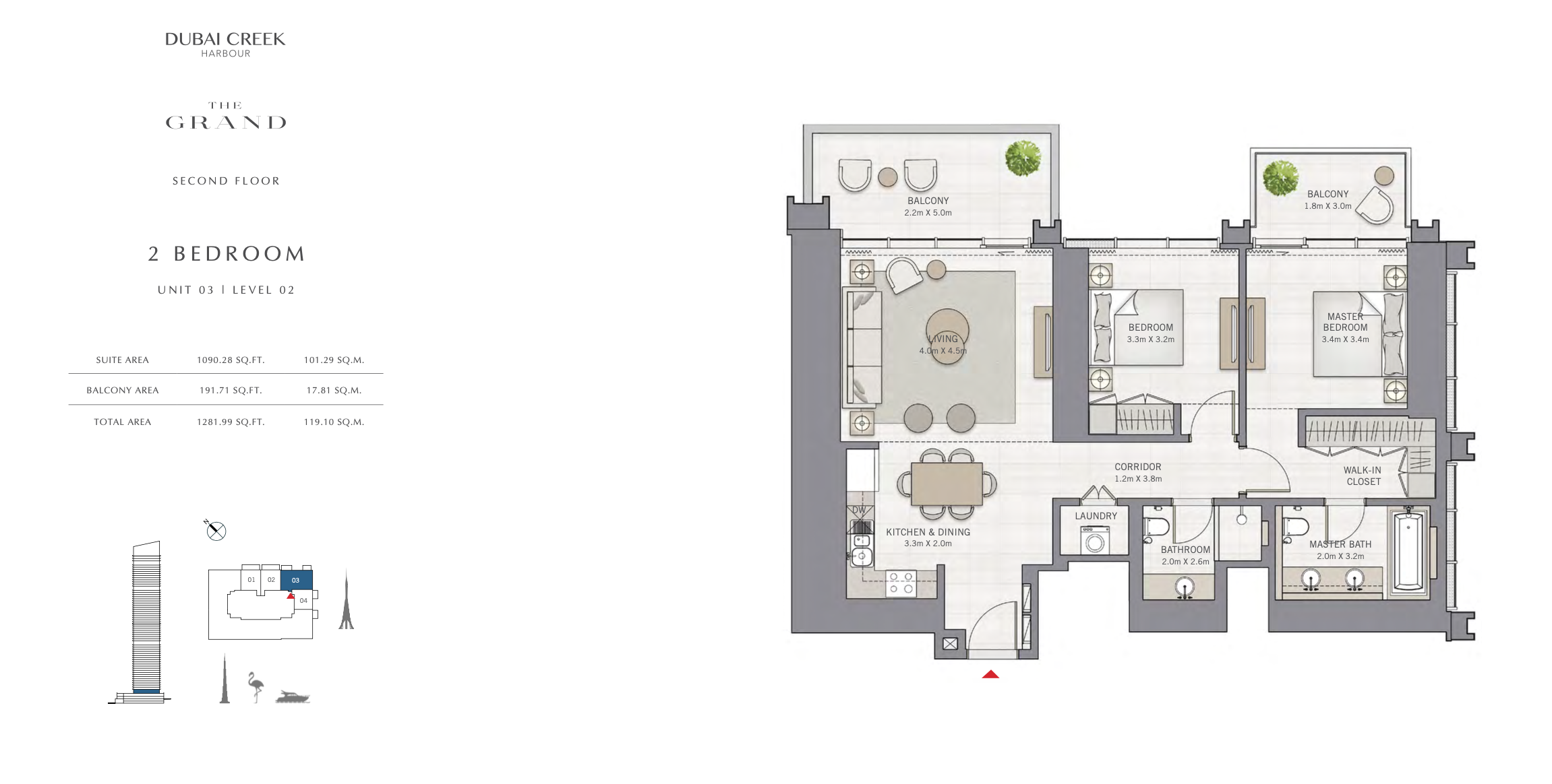 2 Bedroom with Balcony — Unit 3