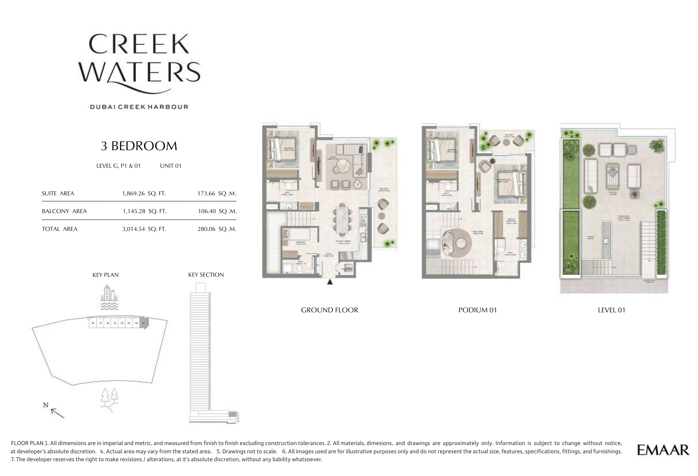 3 Bedroom Unit 1 - Level G,P1 & 1