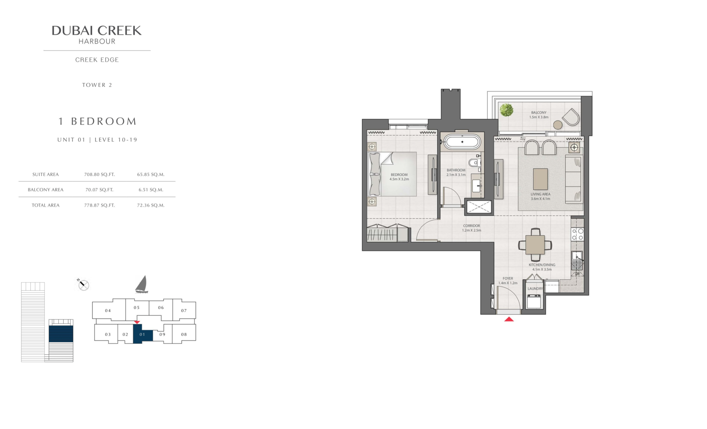 1 Bedroom Level 10-19 / Unit 1