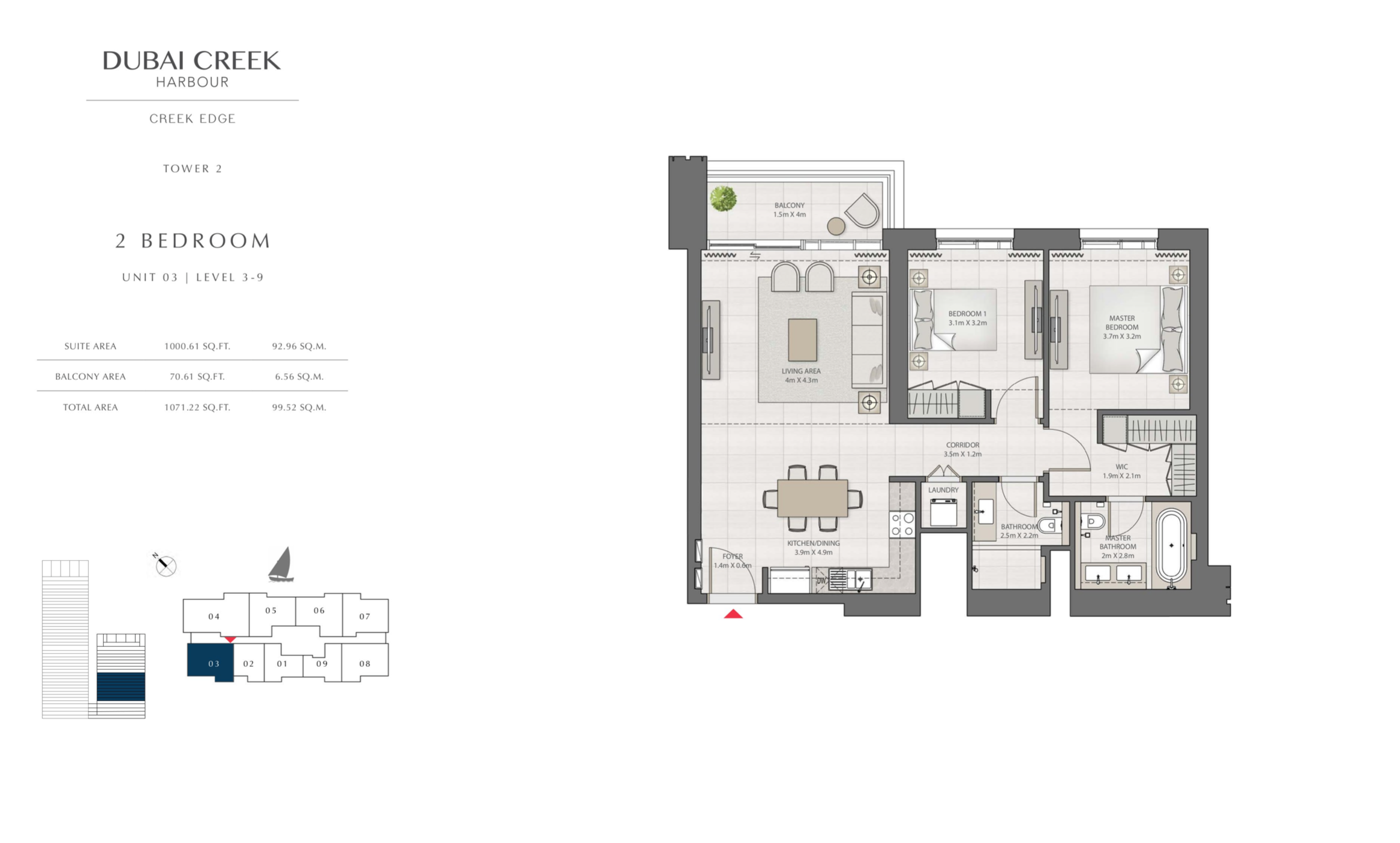 2 Bedroom Level 3-9 / Unit 3