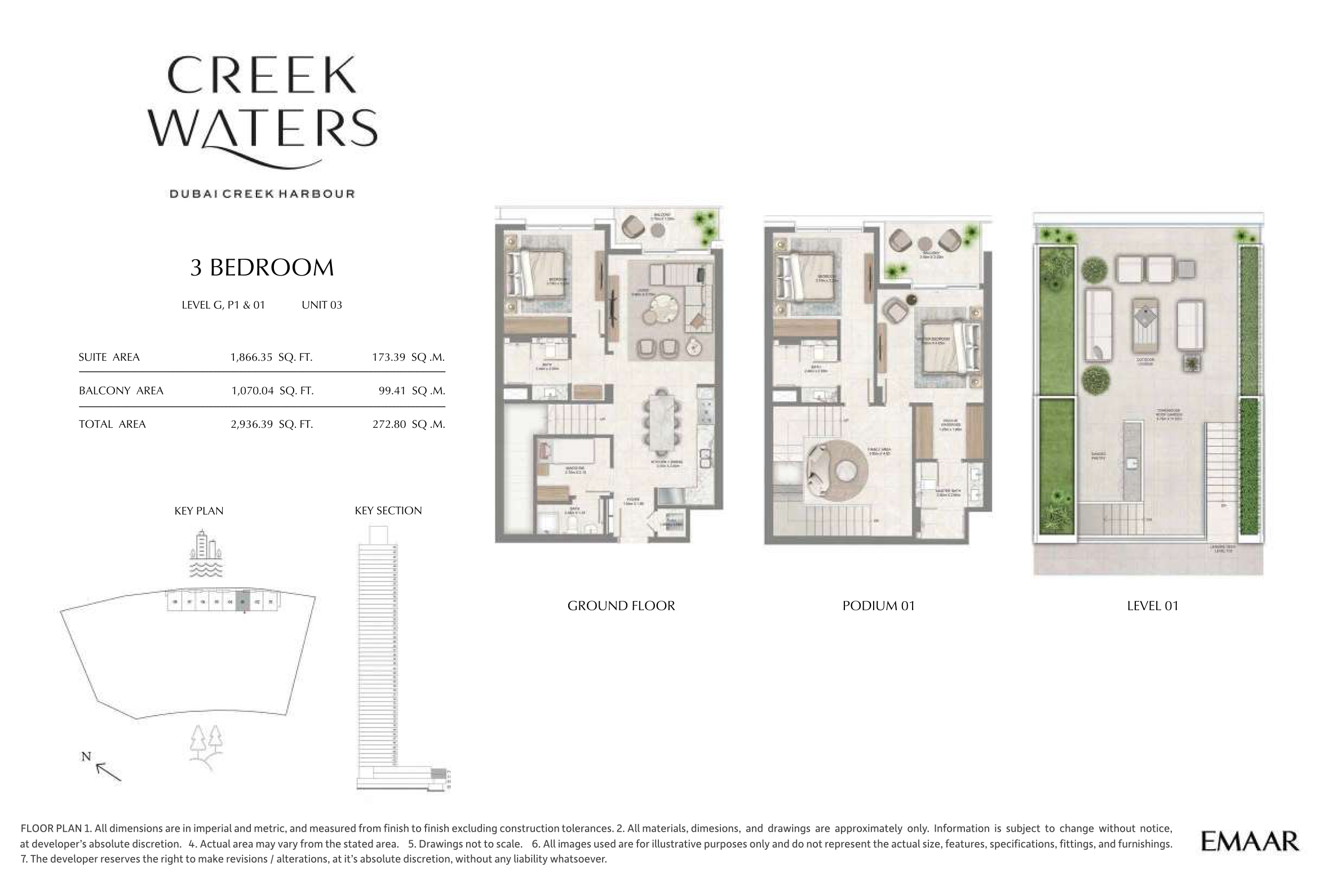 3 Bedroom Unit 3 - Level G,P1 & 1