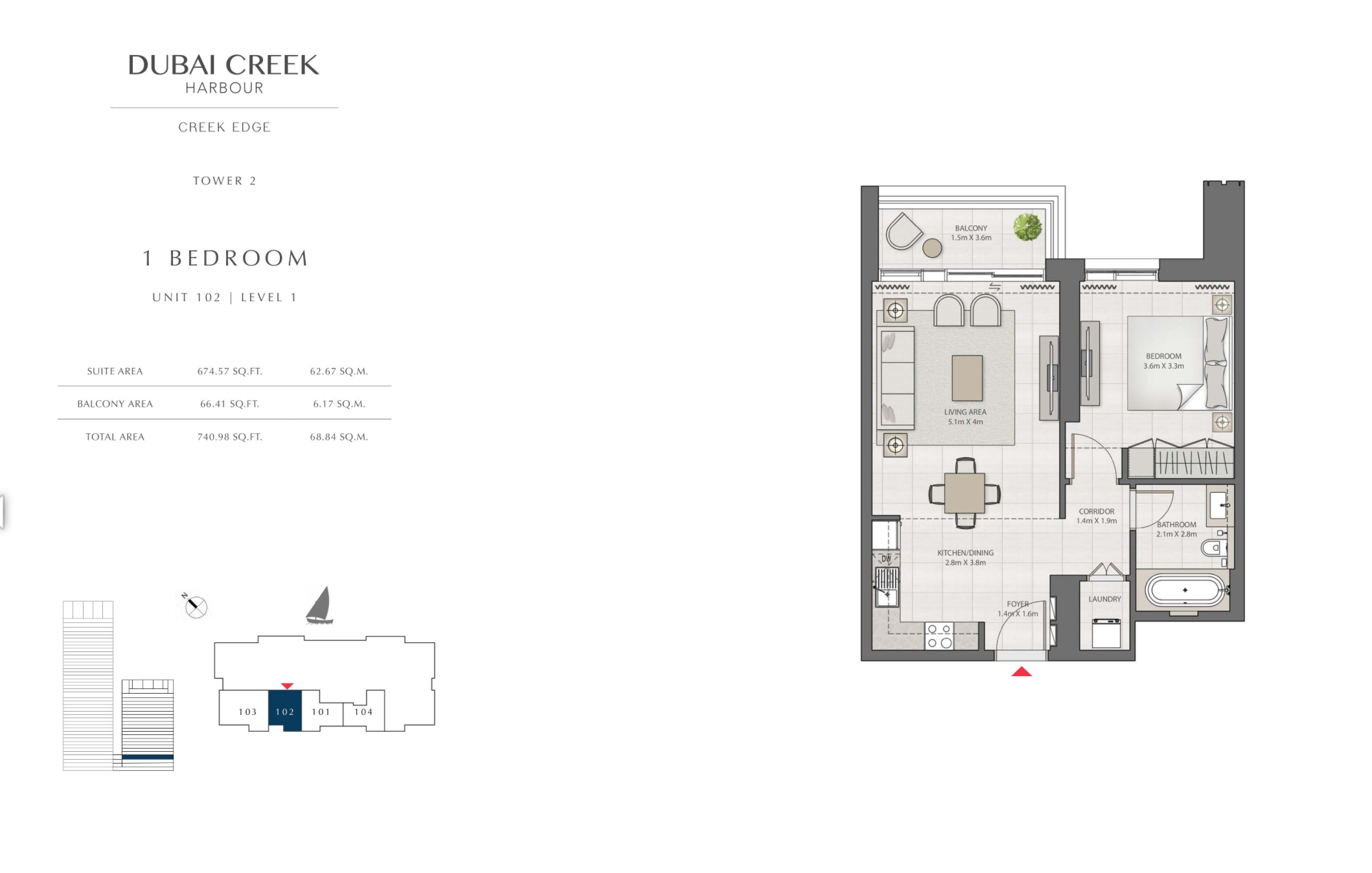 1 Bedroom Level 1 / Unit 2