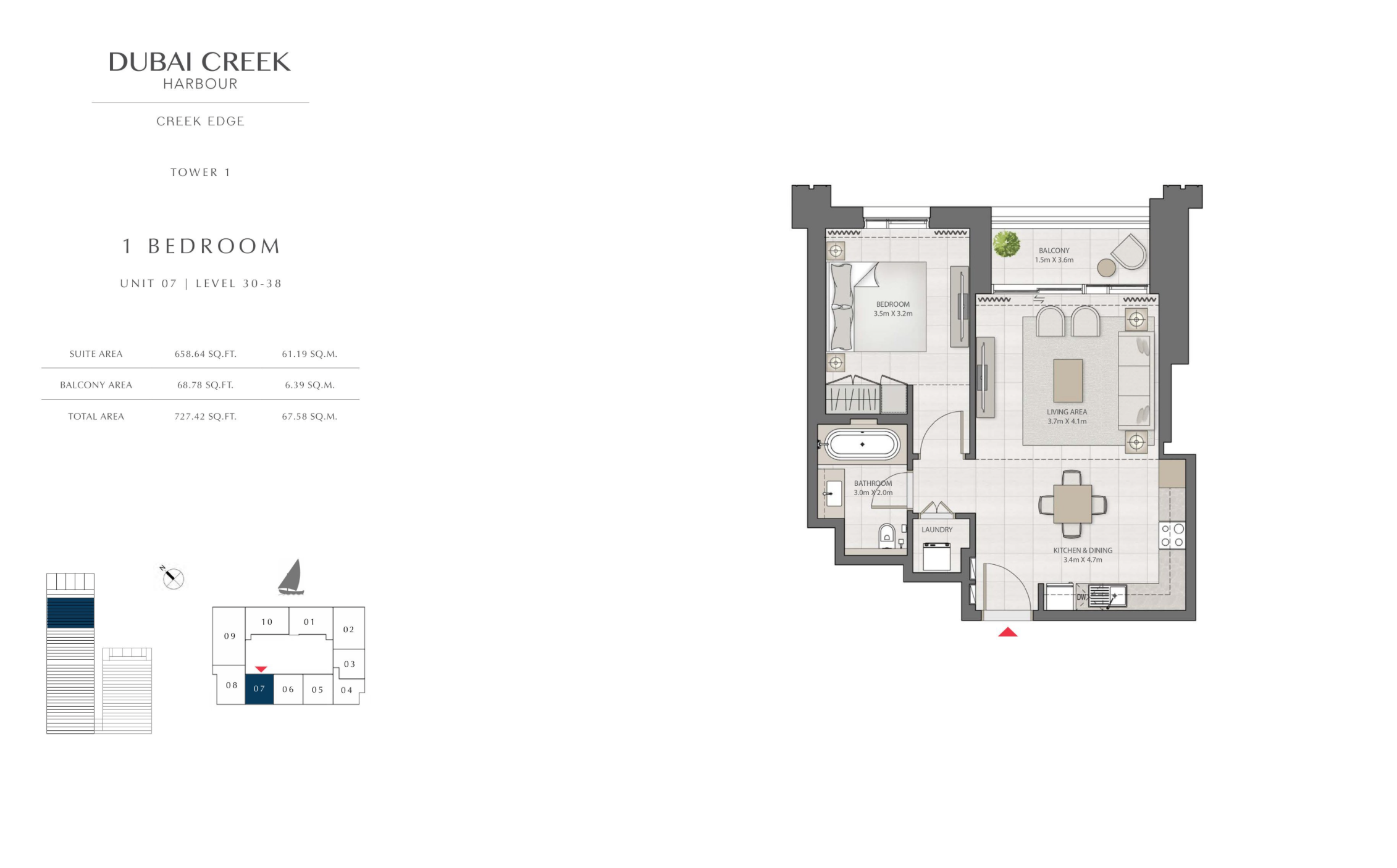 1 Bedroom Level 30-38 / Unit 7