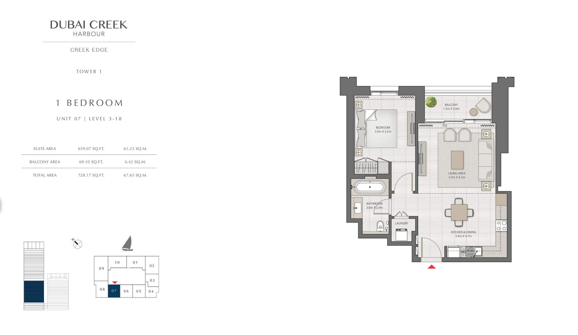 1 Bedroom Level 3-18 / Unit 7