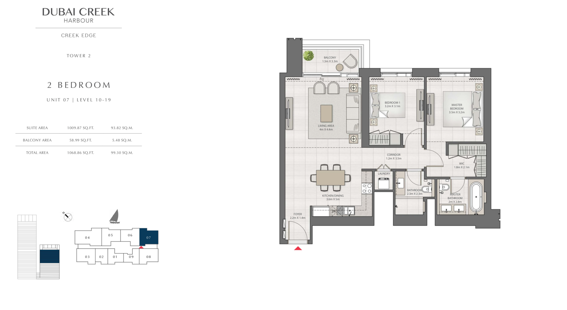 2 Bedroom Level 10-19 / Unit 7