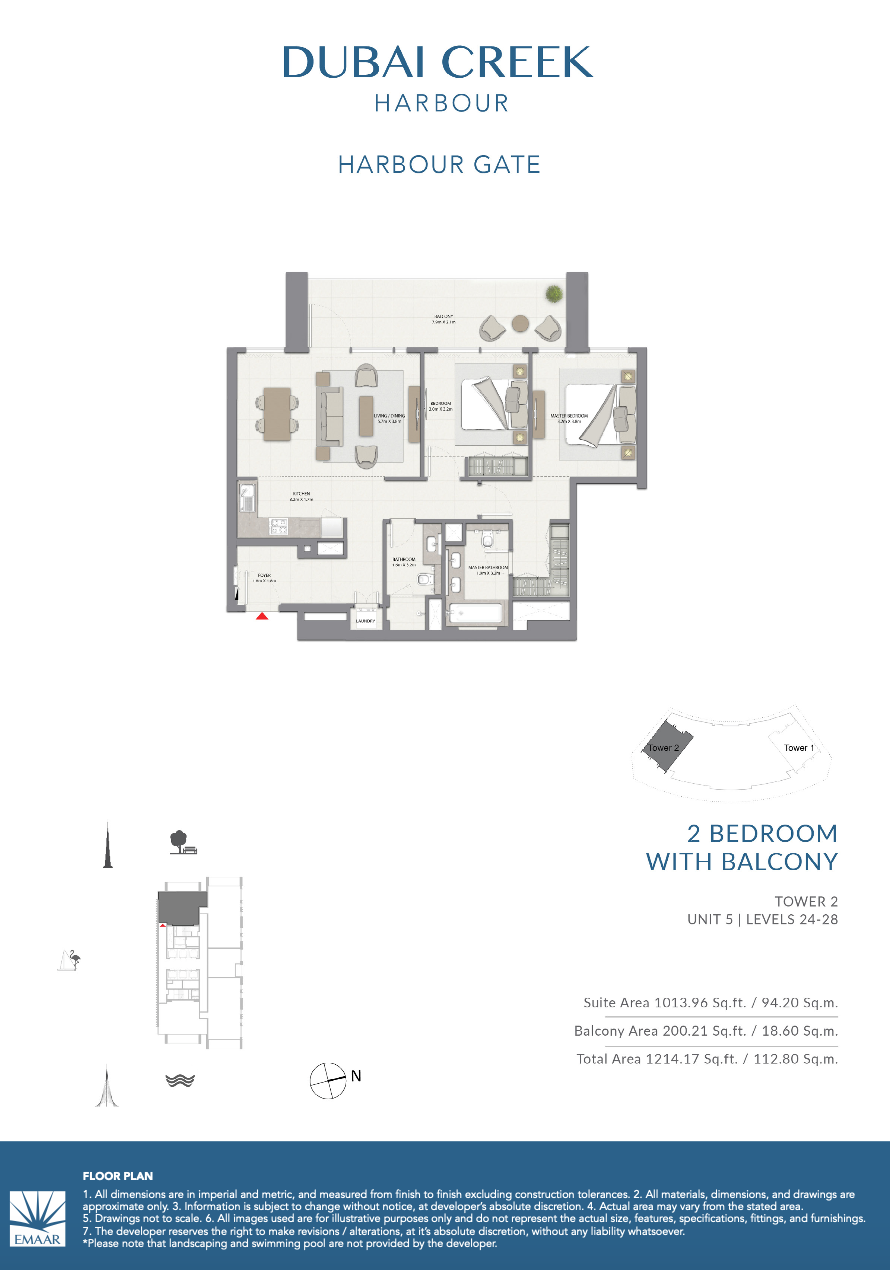 2 Bedroom with Balcony - Unit 5 - Level 24-28