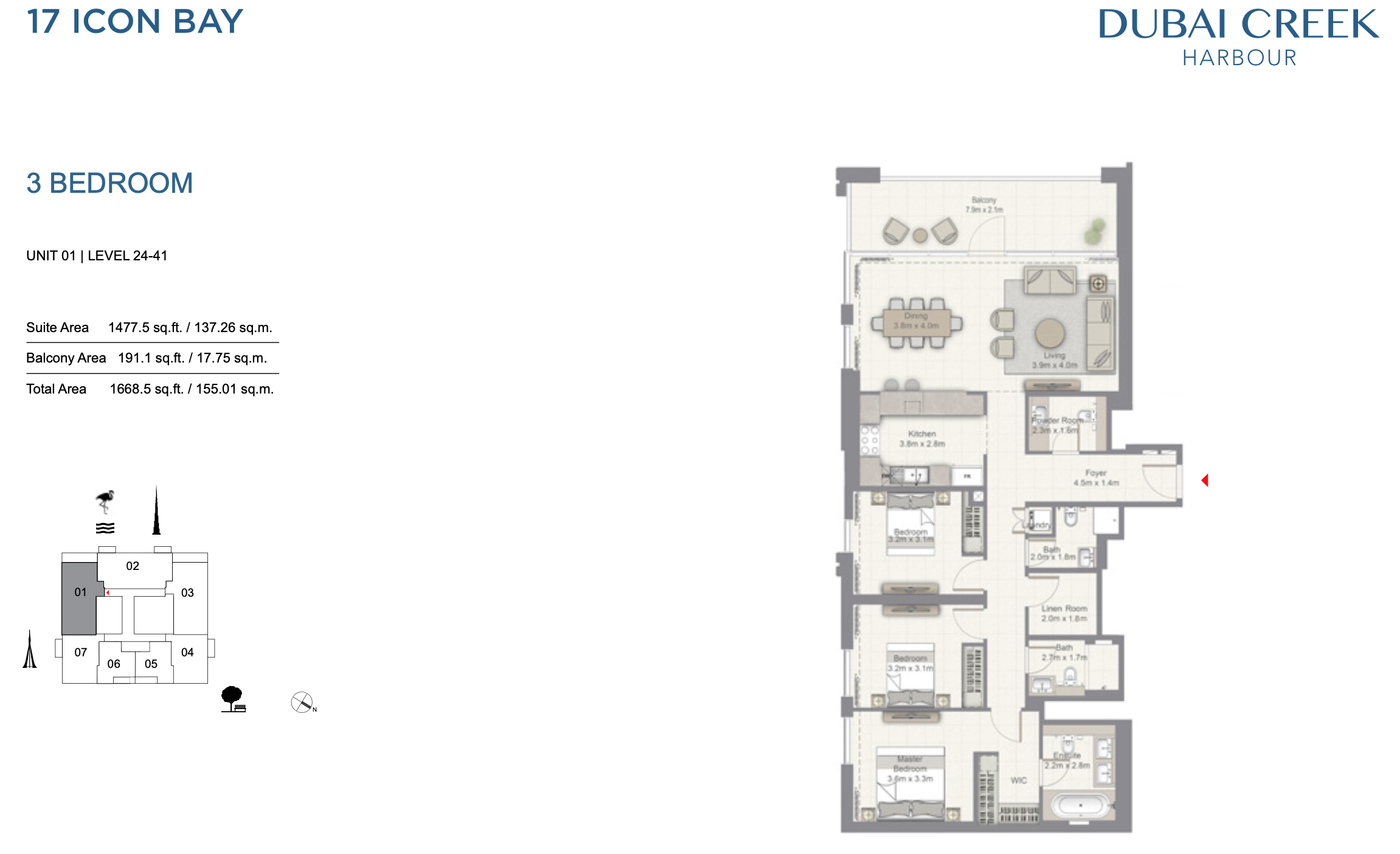 3 Bedroom Unit 01 - Level 24-41