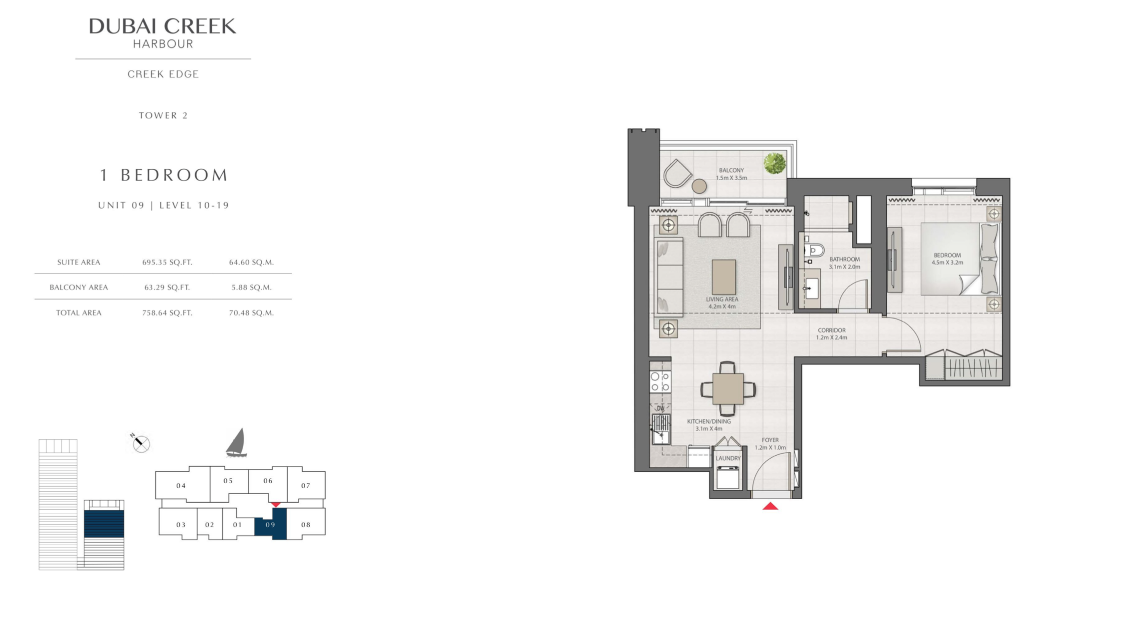1 Bedroom Level 10-19 / Unit 9