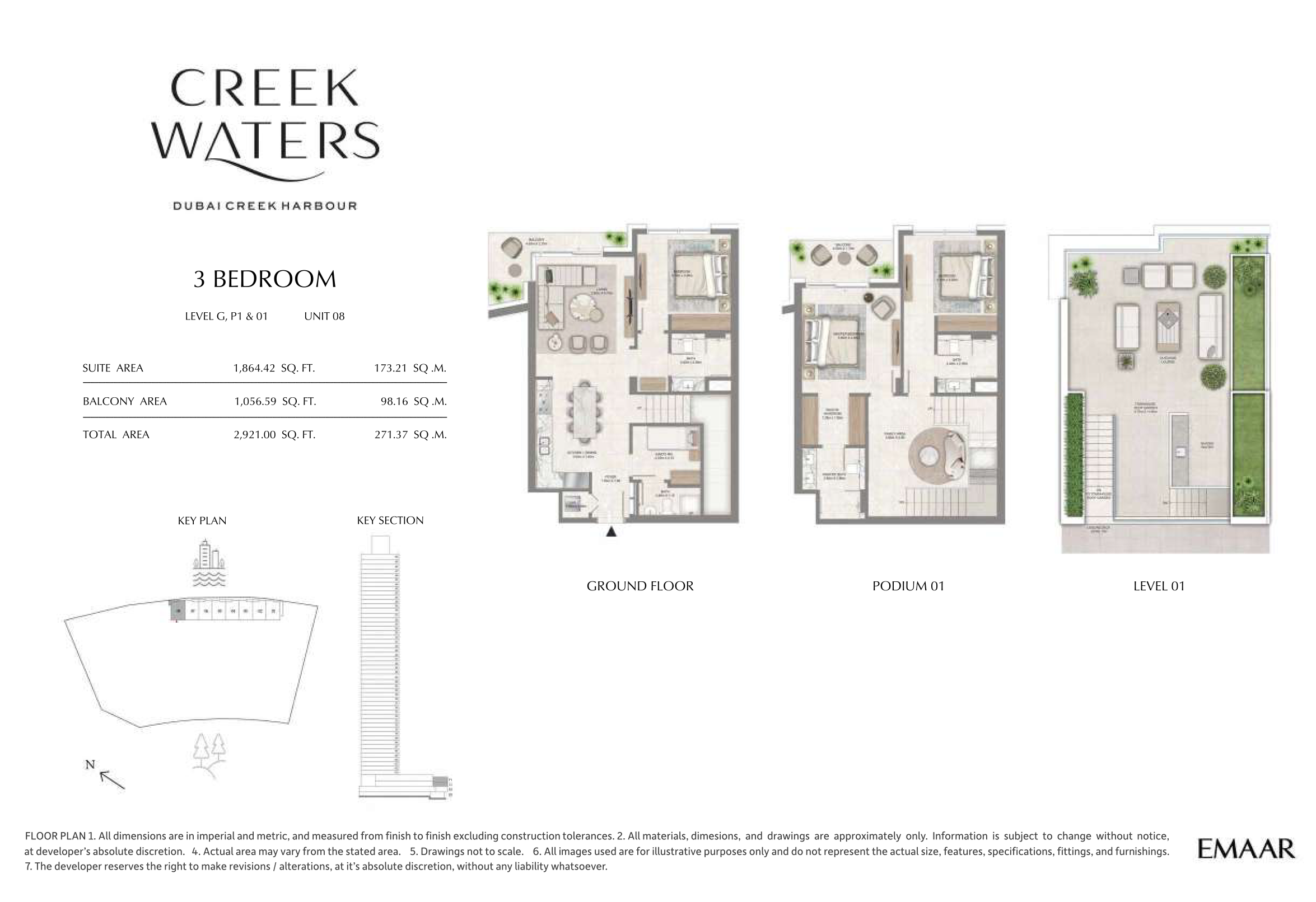 3 Bedroom Unit 8 - Level G,P1 & 1