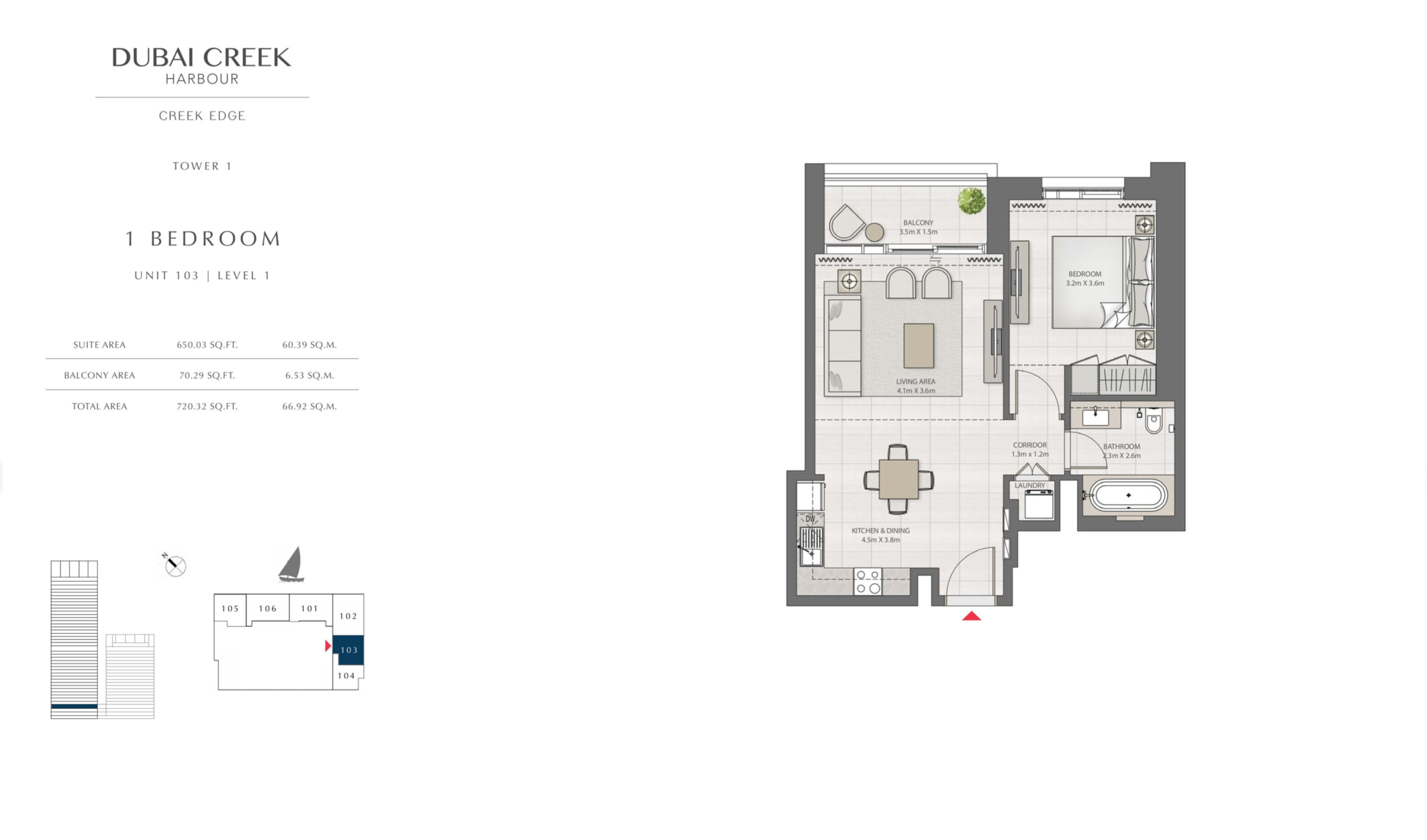 1 Bedroom Level 1 / Unit 3