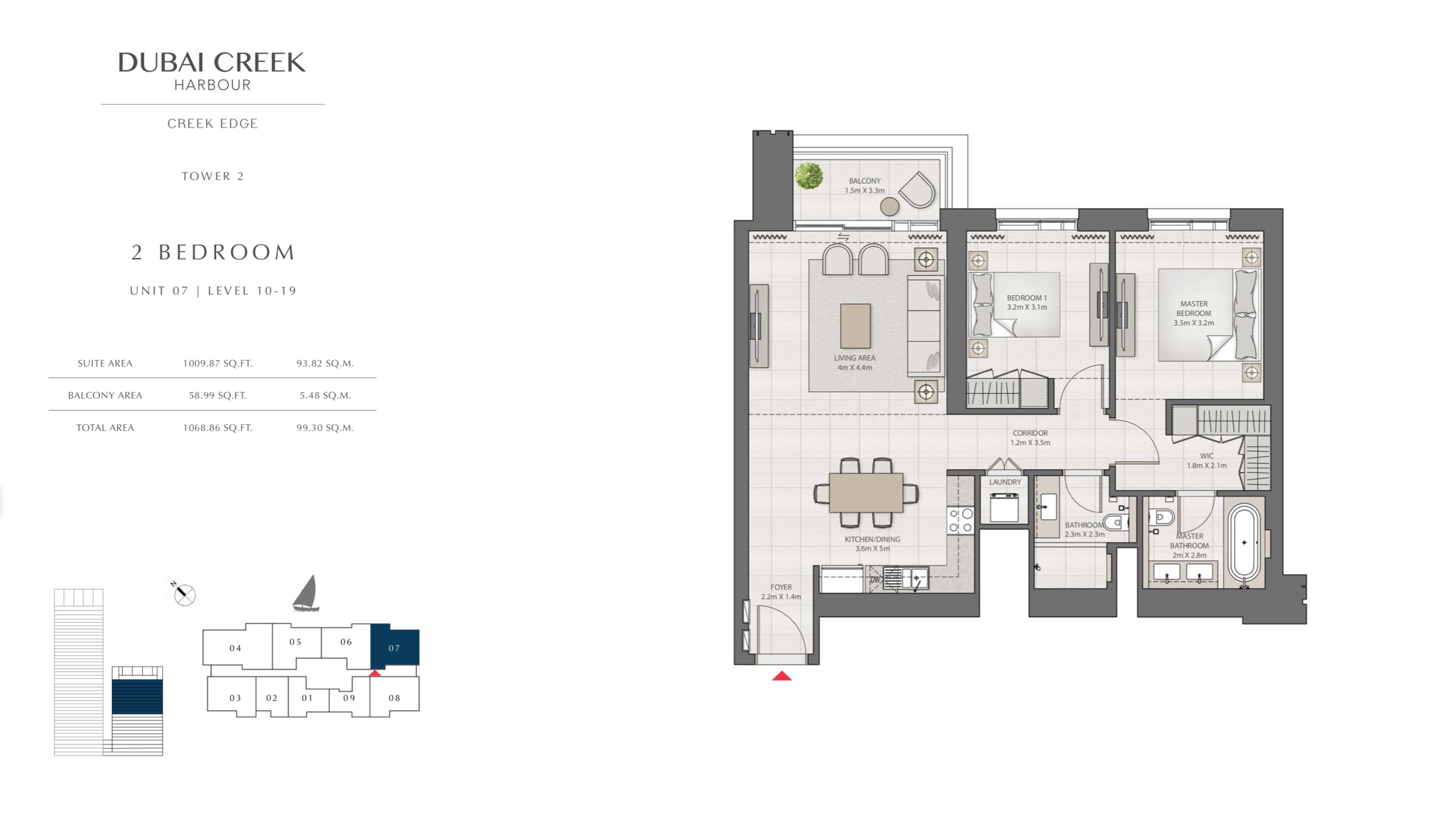 2 Bedroom Level 10-19 / Unit 7
