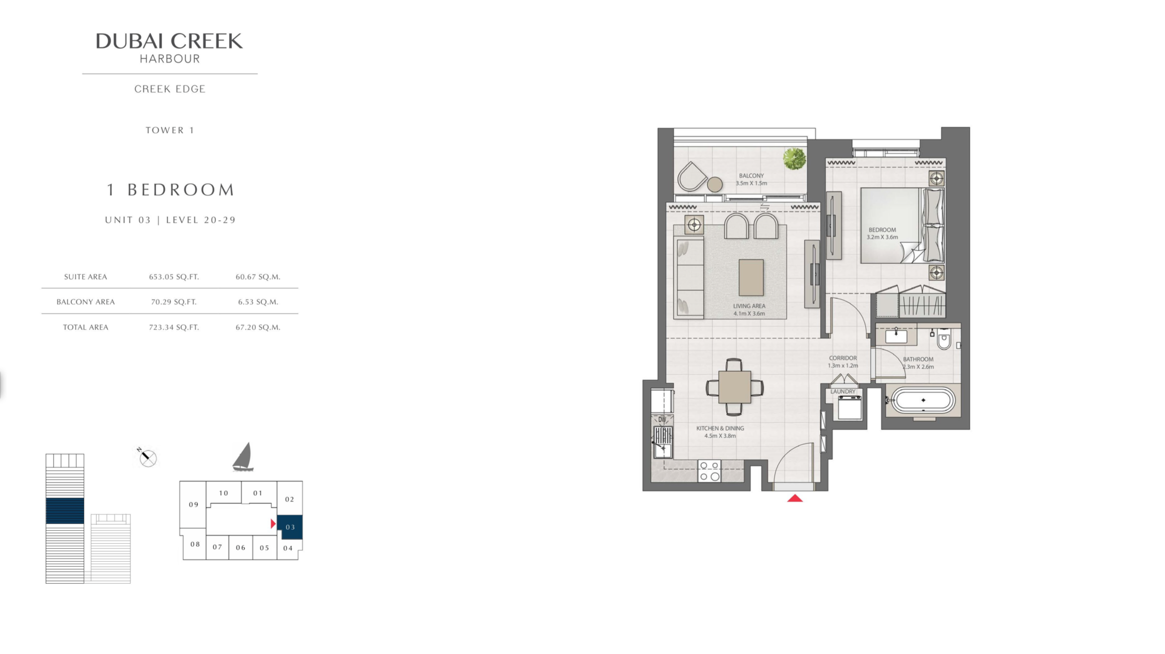 1 Bedroom Level 20-29 / Unit 3