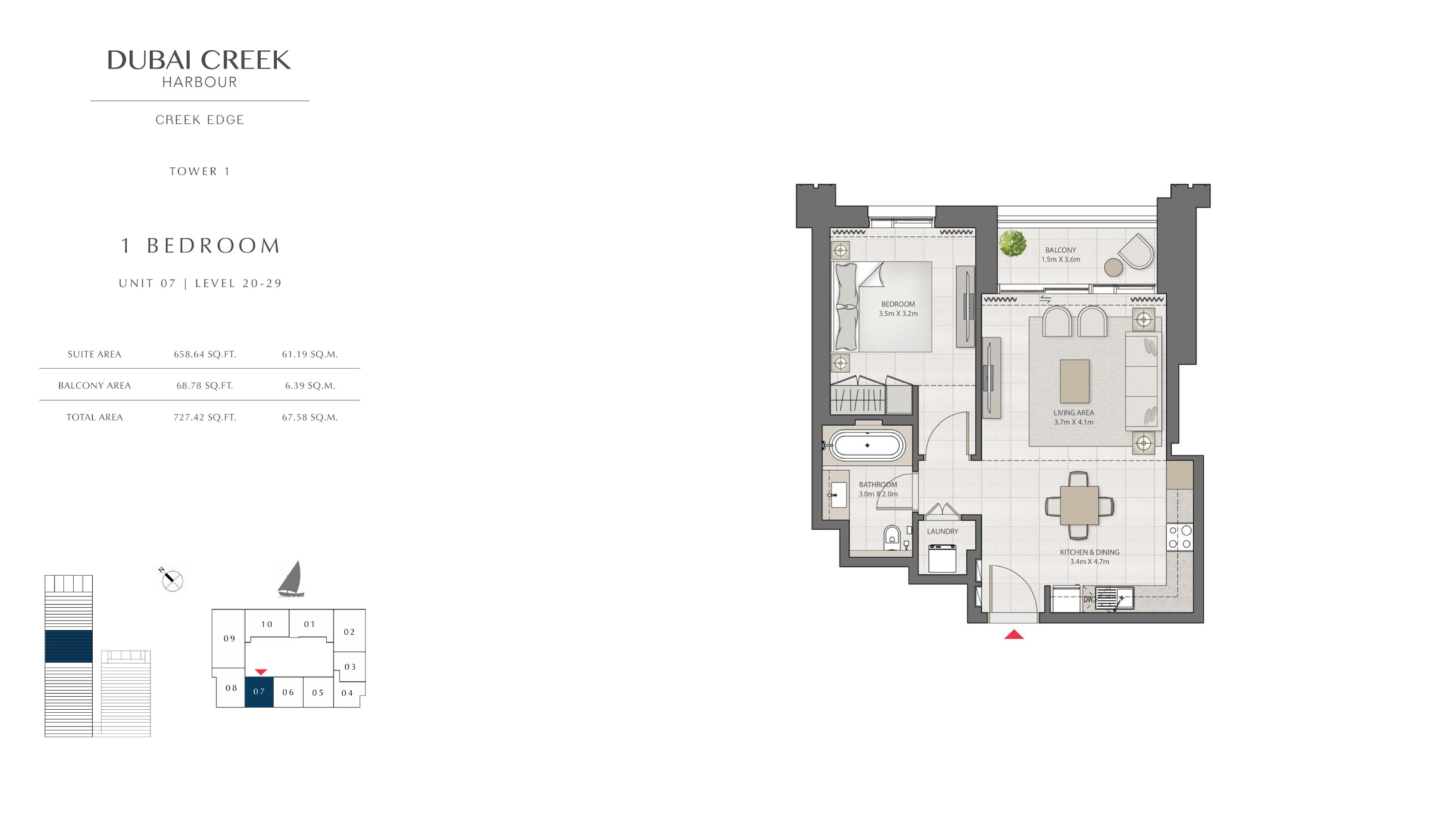 1 Bedroom Level 20-29 / Unit 7