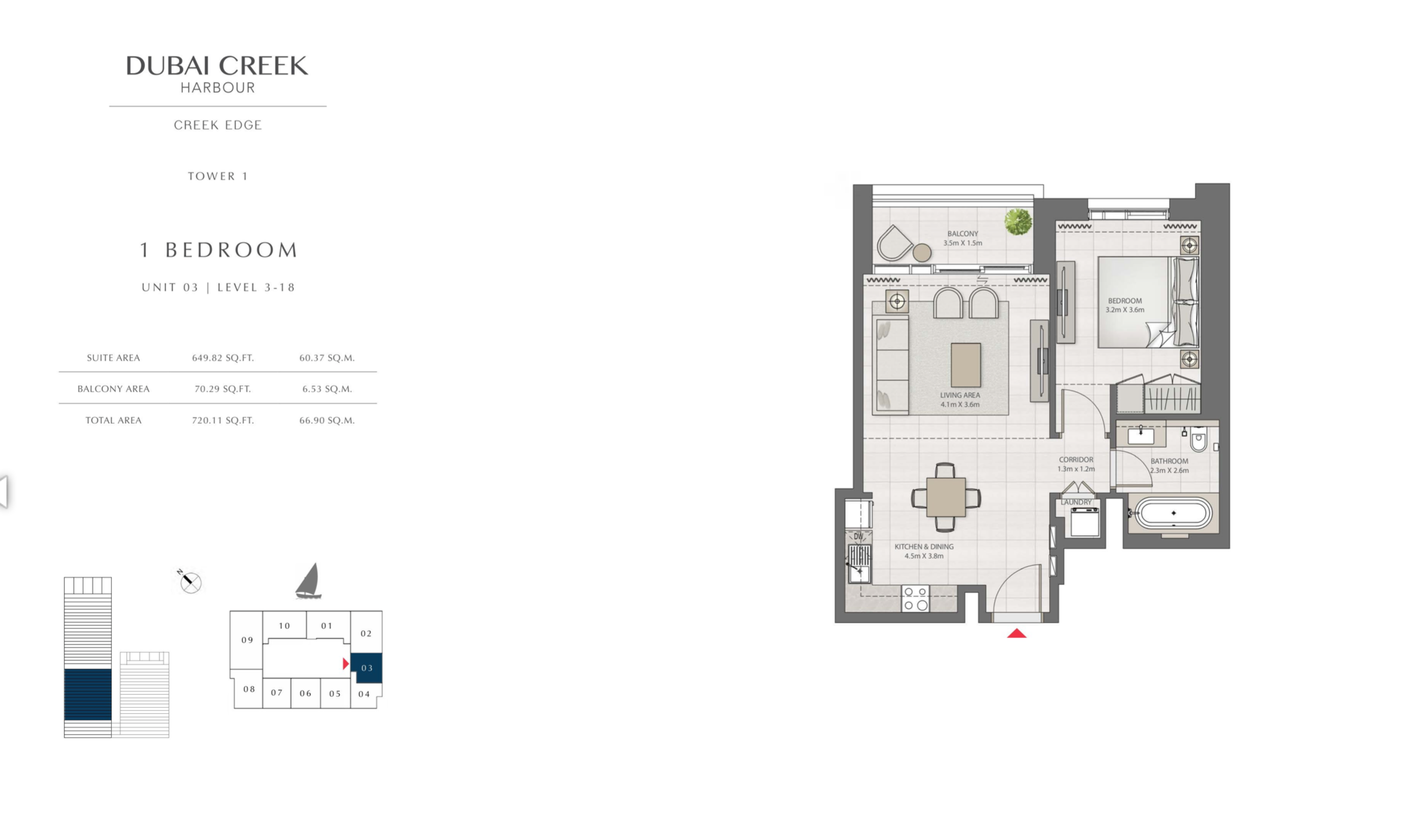 1 Bedroom Level 3-18 / Unit 3