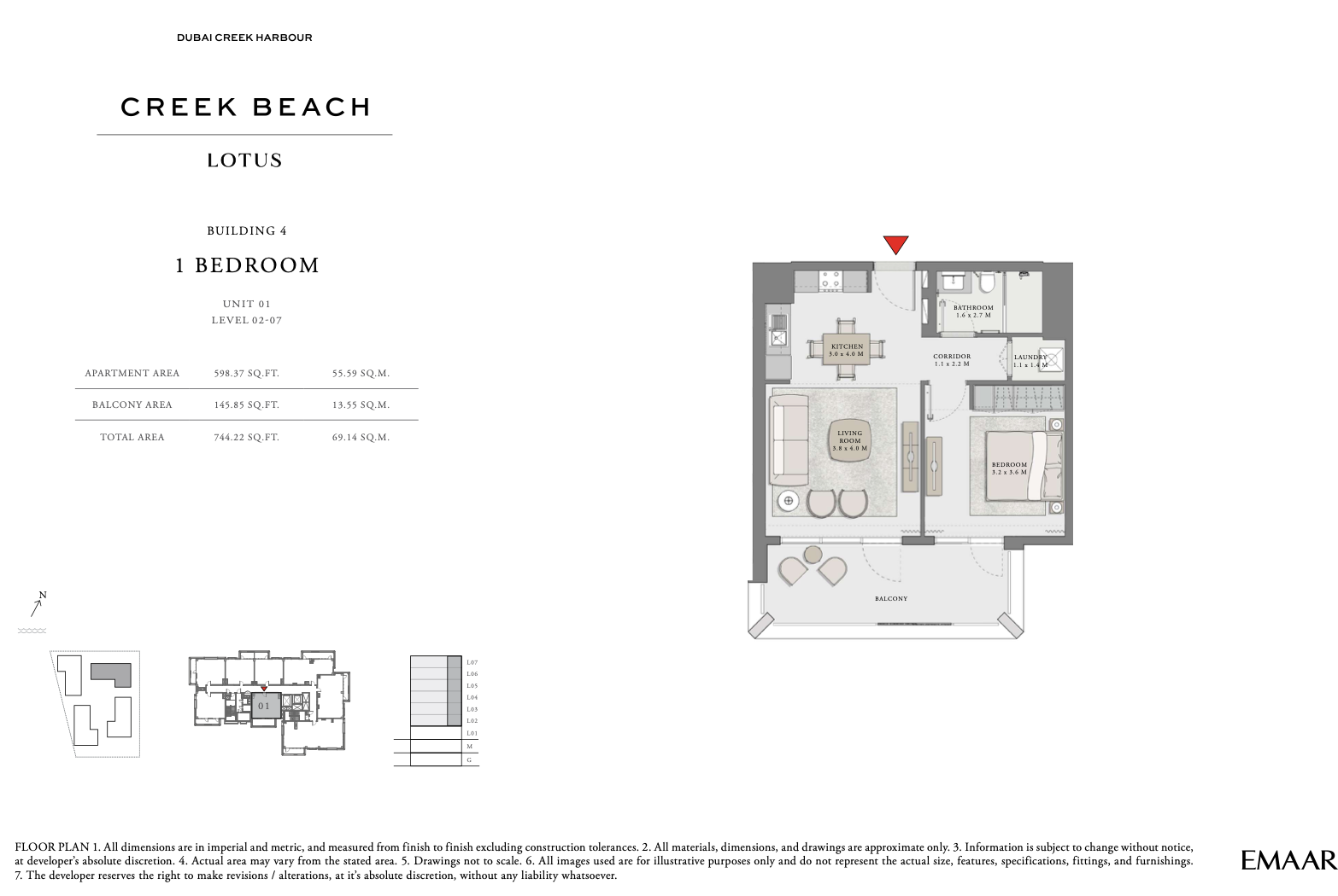 1 Bedroom Unit 1 - Level 2-7