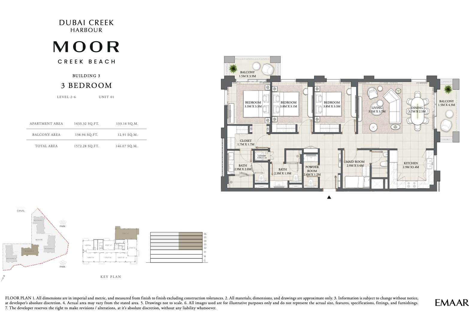 3 Bedroom Unit 1 - Level 2-6