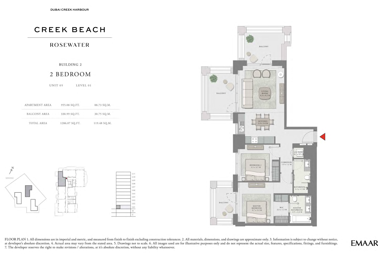 2 Bedroom Unit 5 - Level 1