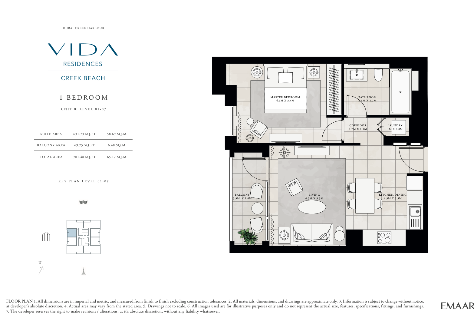 1 Bedroom Unit 8 - Level 1-7