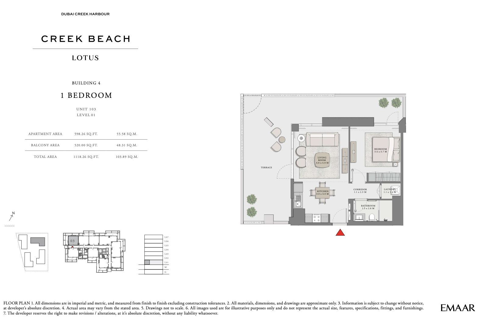 1 Bedroom Unit 3 - Level 1