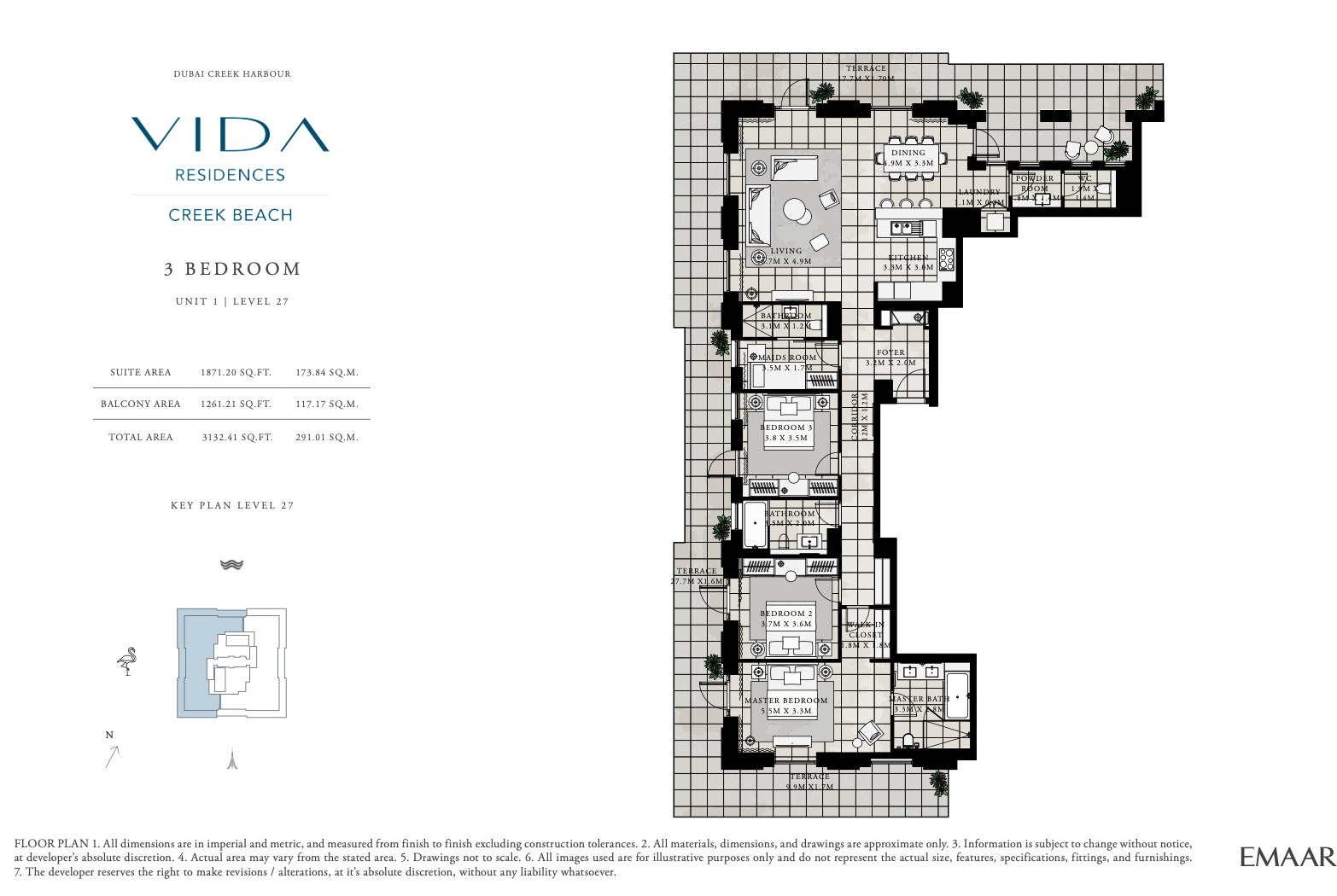 3 Bedroom Unit 1 - Level 27