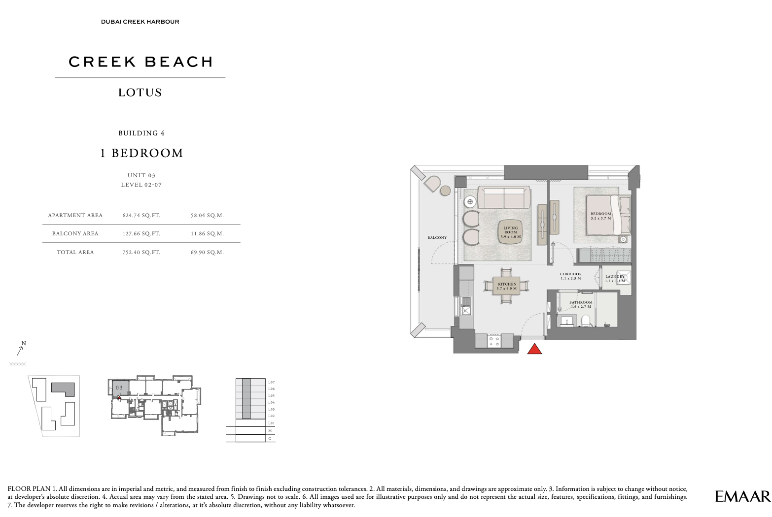 1 Bedroom Unit 3 - Level 2-7
